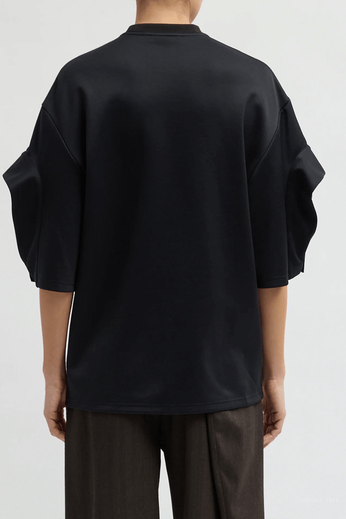 Active Knit Easy Drape Sleeve T-Shirt in Black - shop-olivia.com