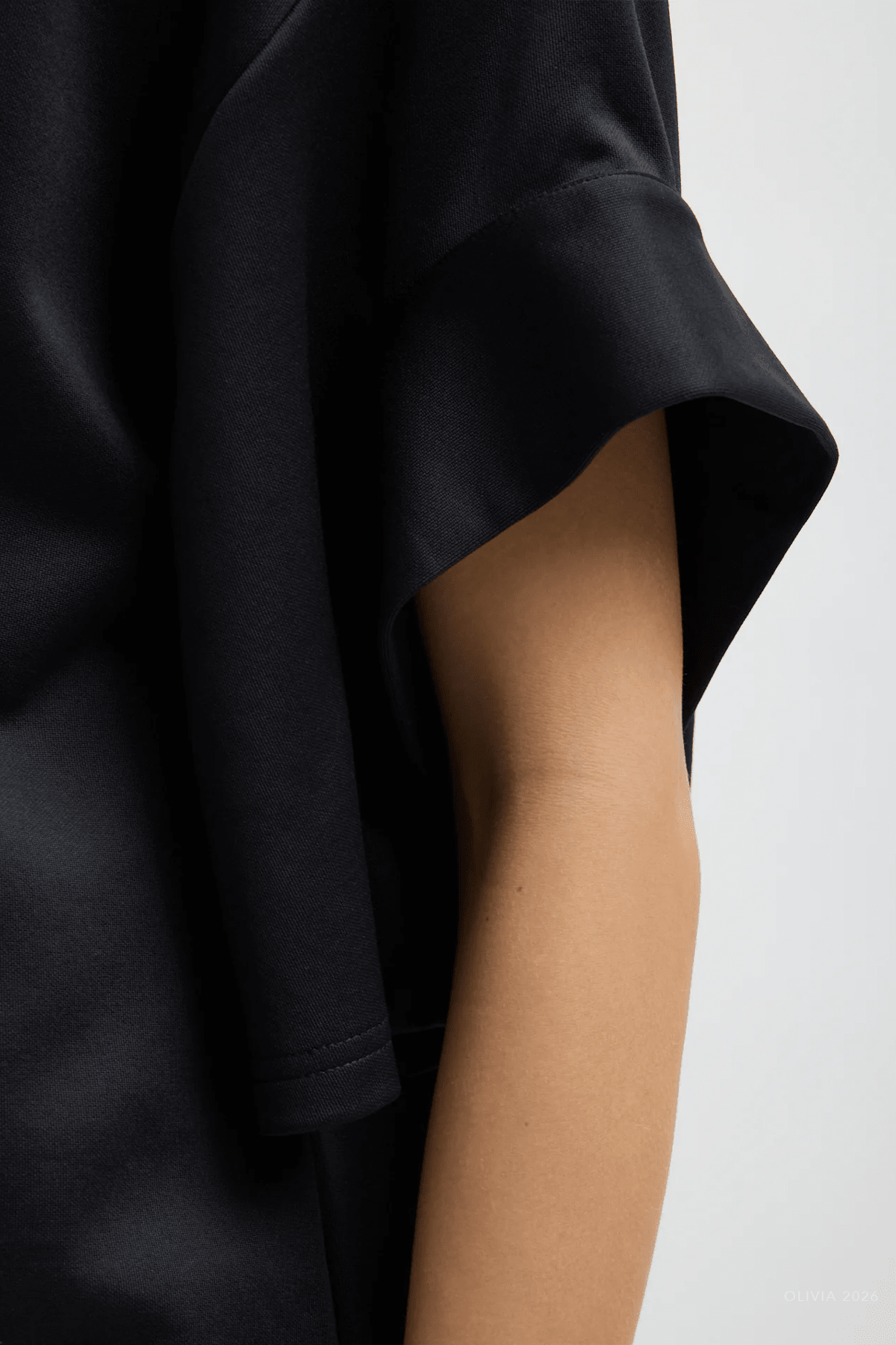 Active Knit Easy Drape Sleeve T-Shirt in Black - shop-olivia.com