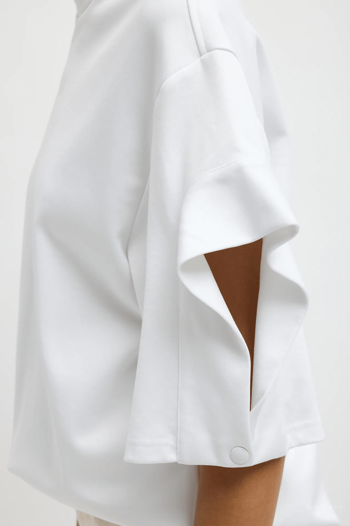 Active Knit Easy Drape Sleeve T-Shirt in White - shop-olivia.com