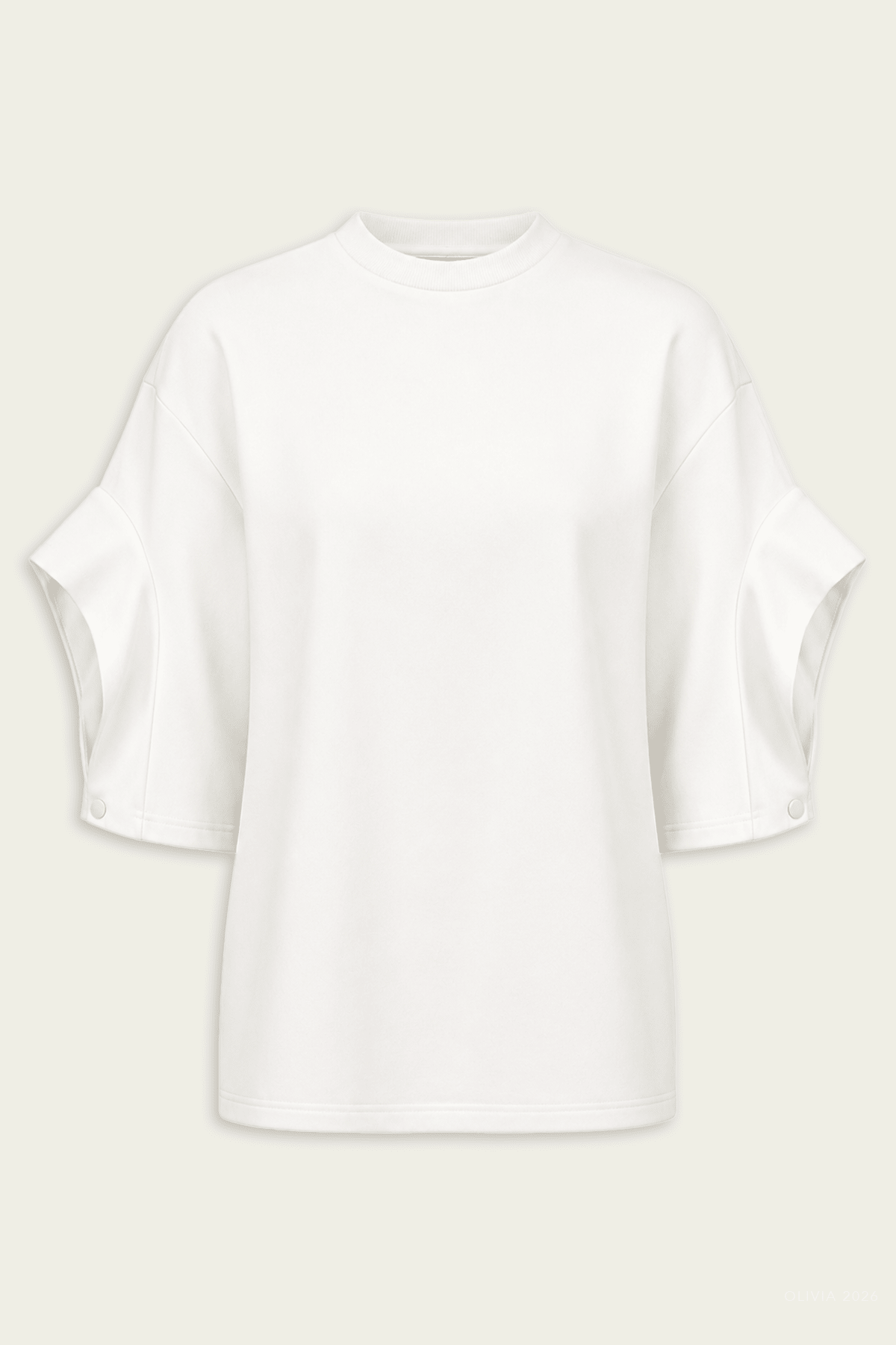 Active Knit Easy Drape Sleeve T-Shirt in White - shop-olivia.com