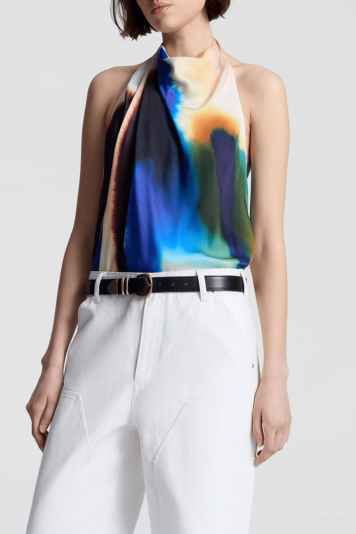 Ada Printed Halter Top in Lapis Multi - shop - olivia.com