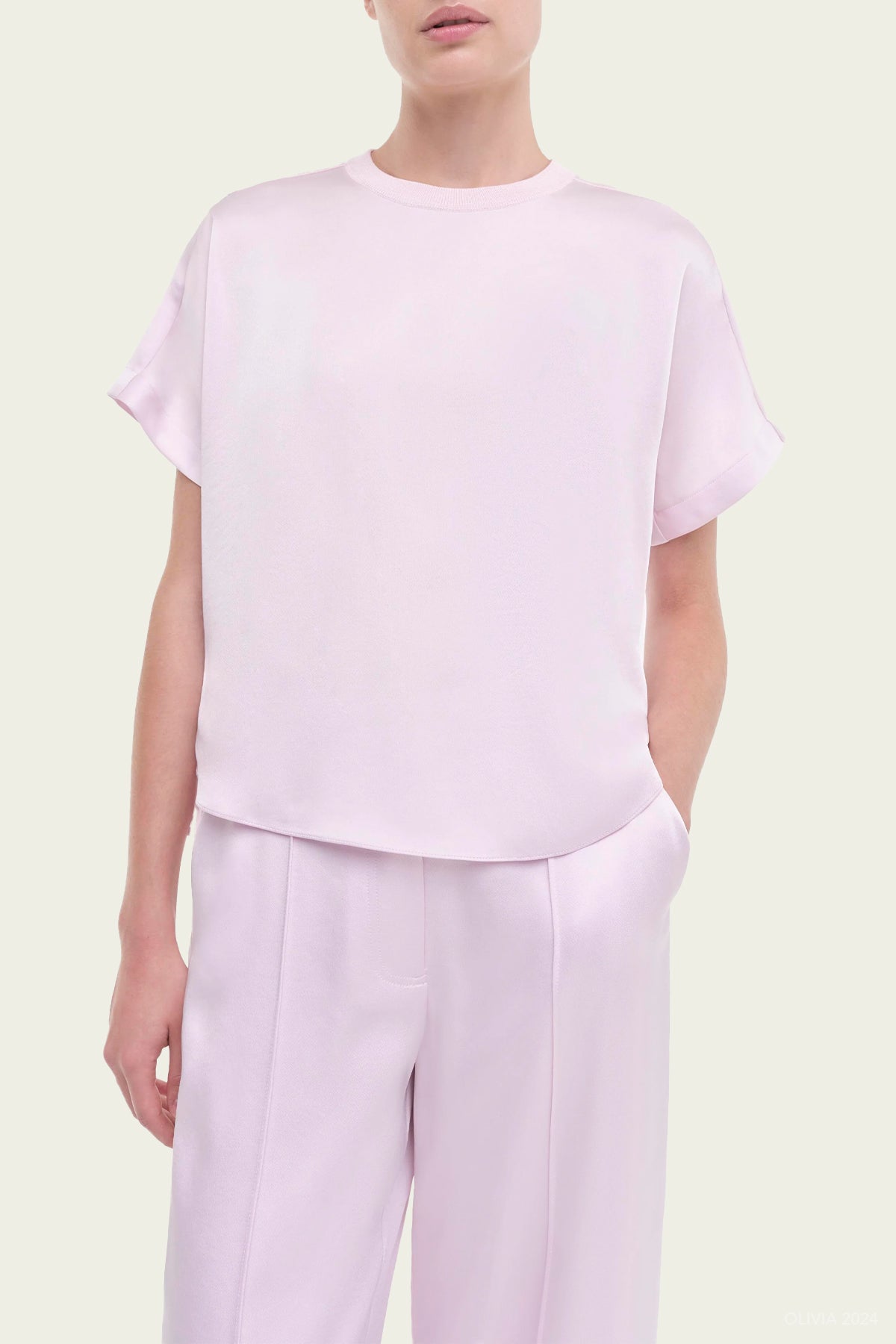 Addy Knit Back T-Shirt in Ballet Pink - shop - olivia.com