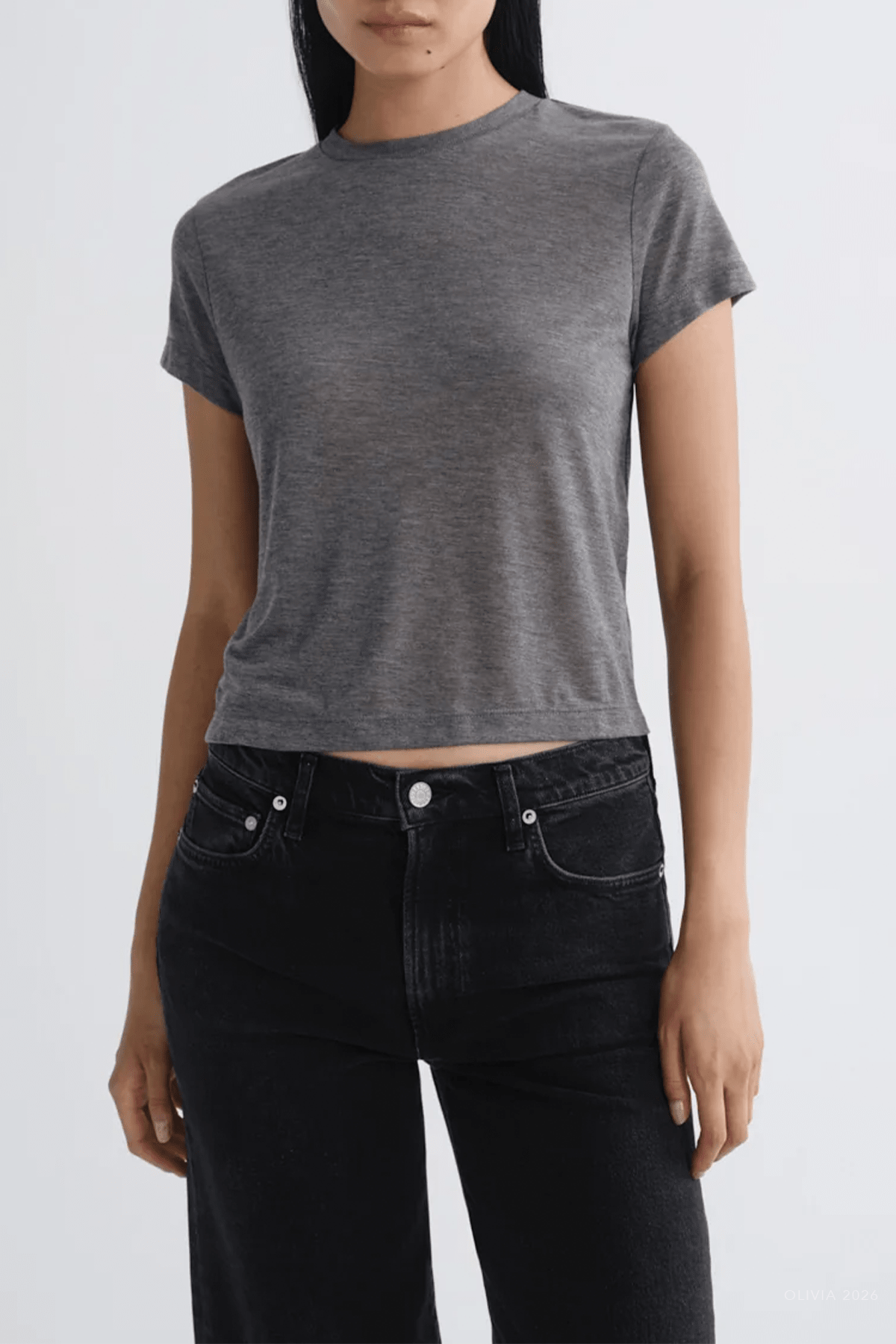 Adine Shrunken Tee (Tencel Jersey) in Grey Heather - shop-olivia.com