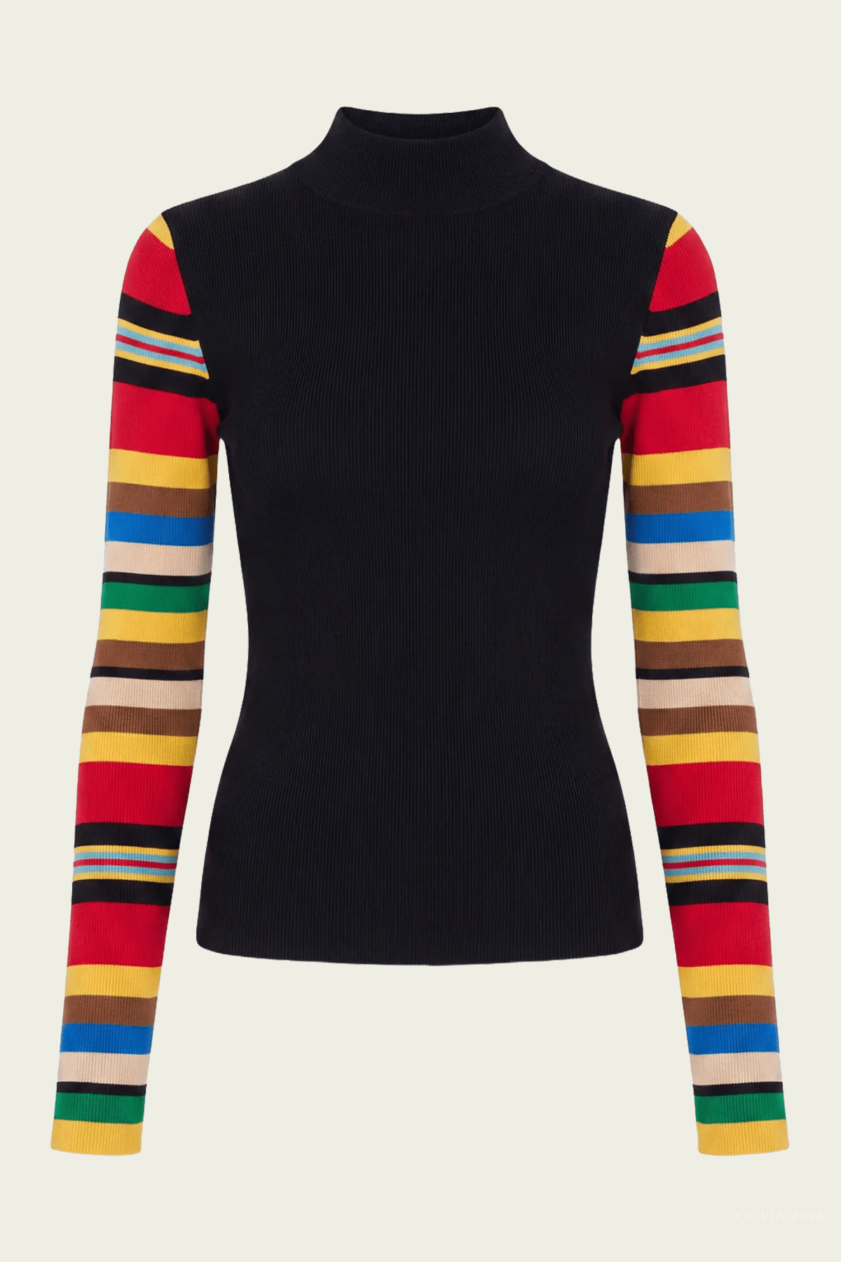 Adri Knit Top in Black Multi Stripe - shop-olivia.com
