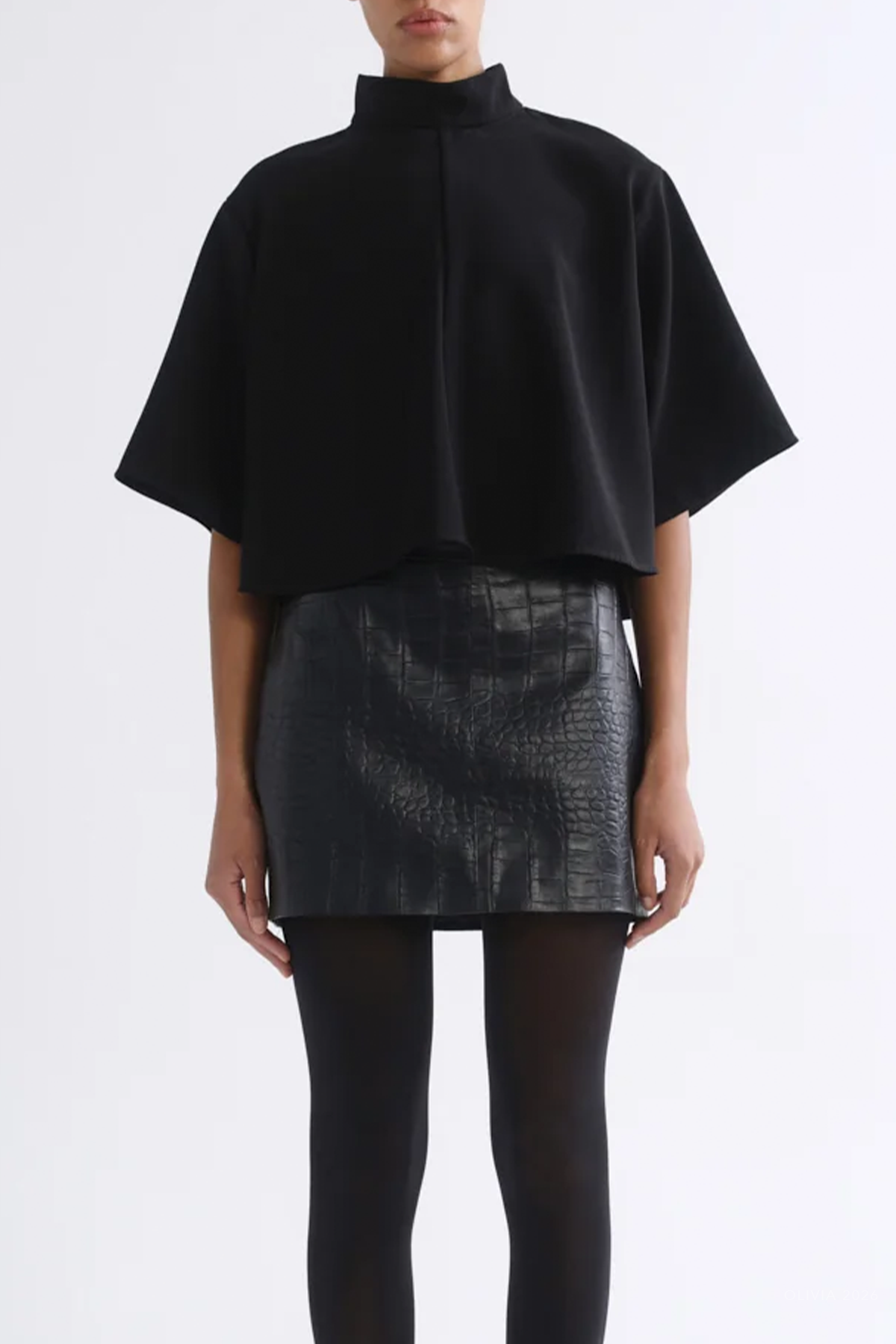 Verica Mini Skirt (Recycled Leather) in Croc