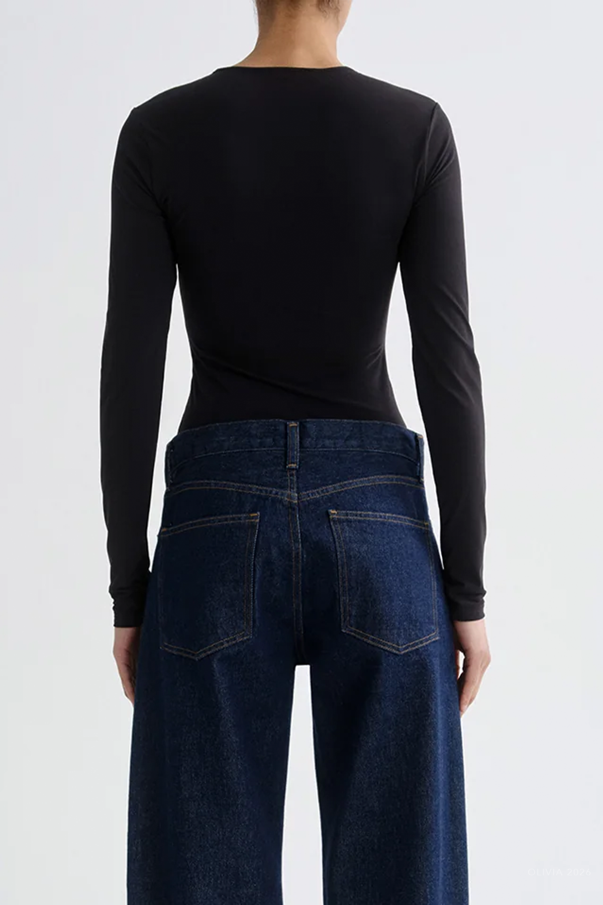 Aura Long-Sleeve Bodysuit in Black