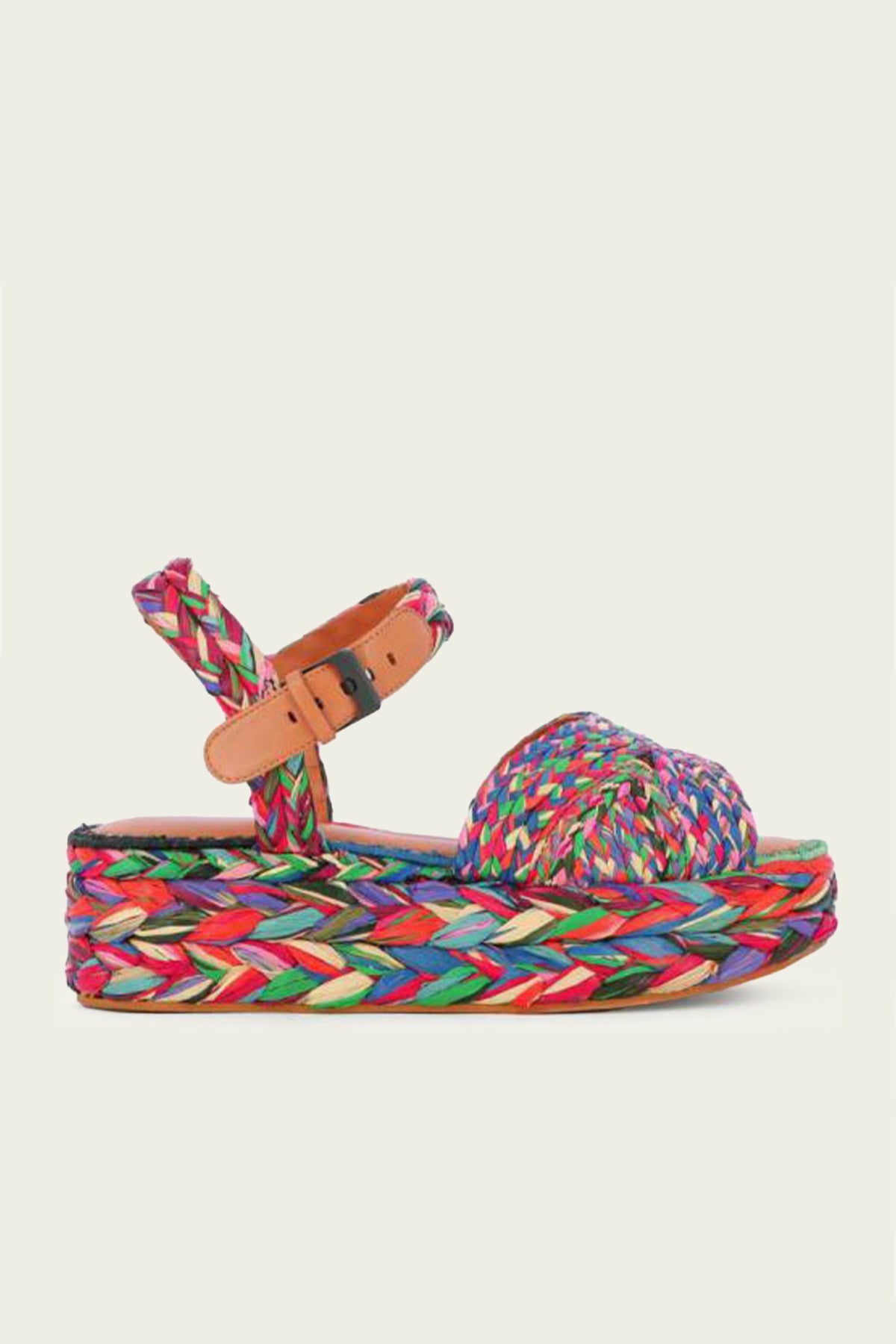 Aida Raffia Platform Sandals in Multicolor - shop-olivia.com