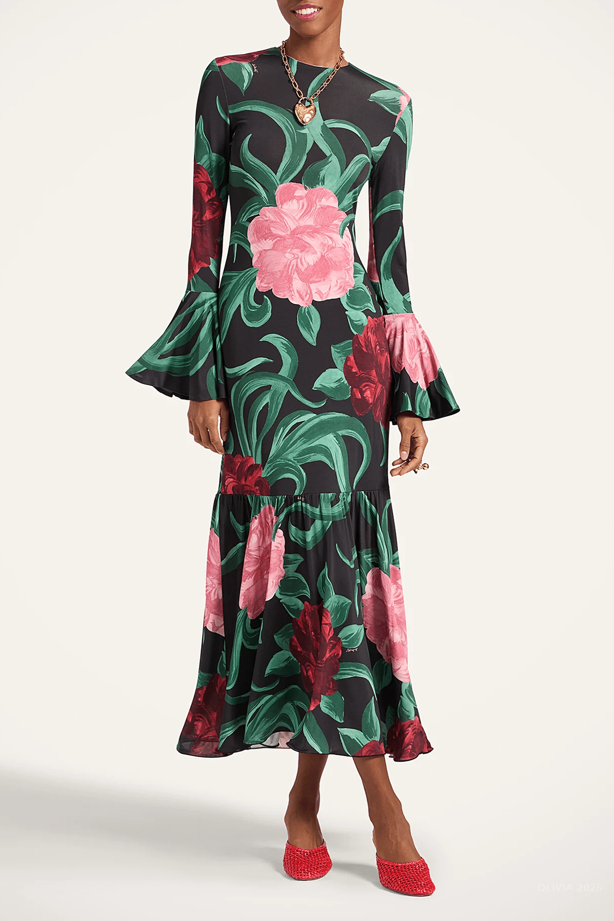 Alba Dress in Peony Black - shop - olivia.com