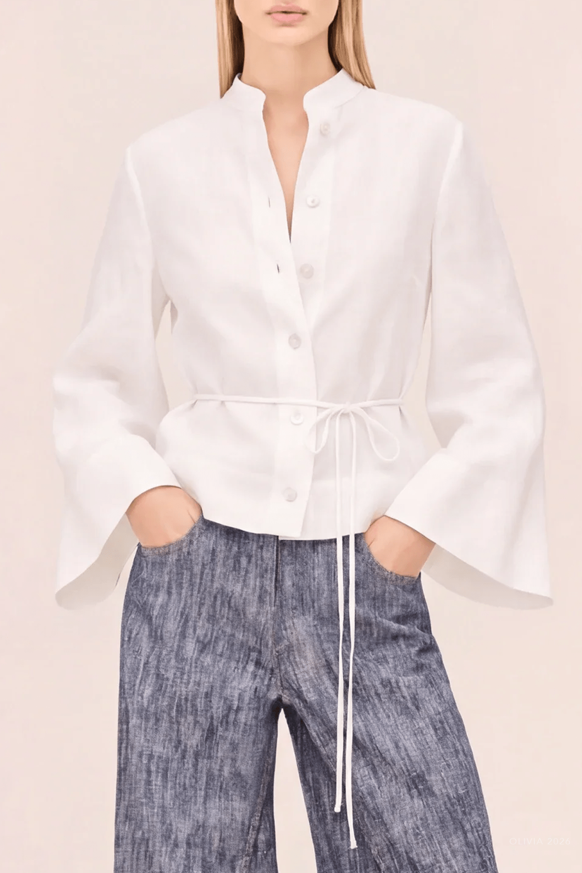 Alba Top in White Linen - shop - olivia.com
