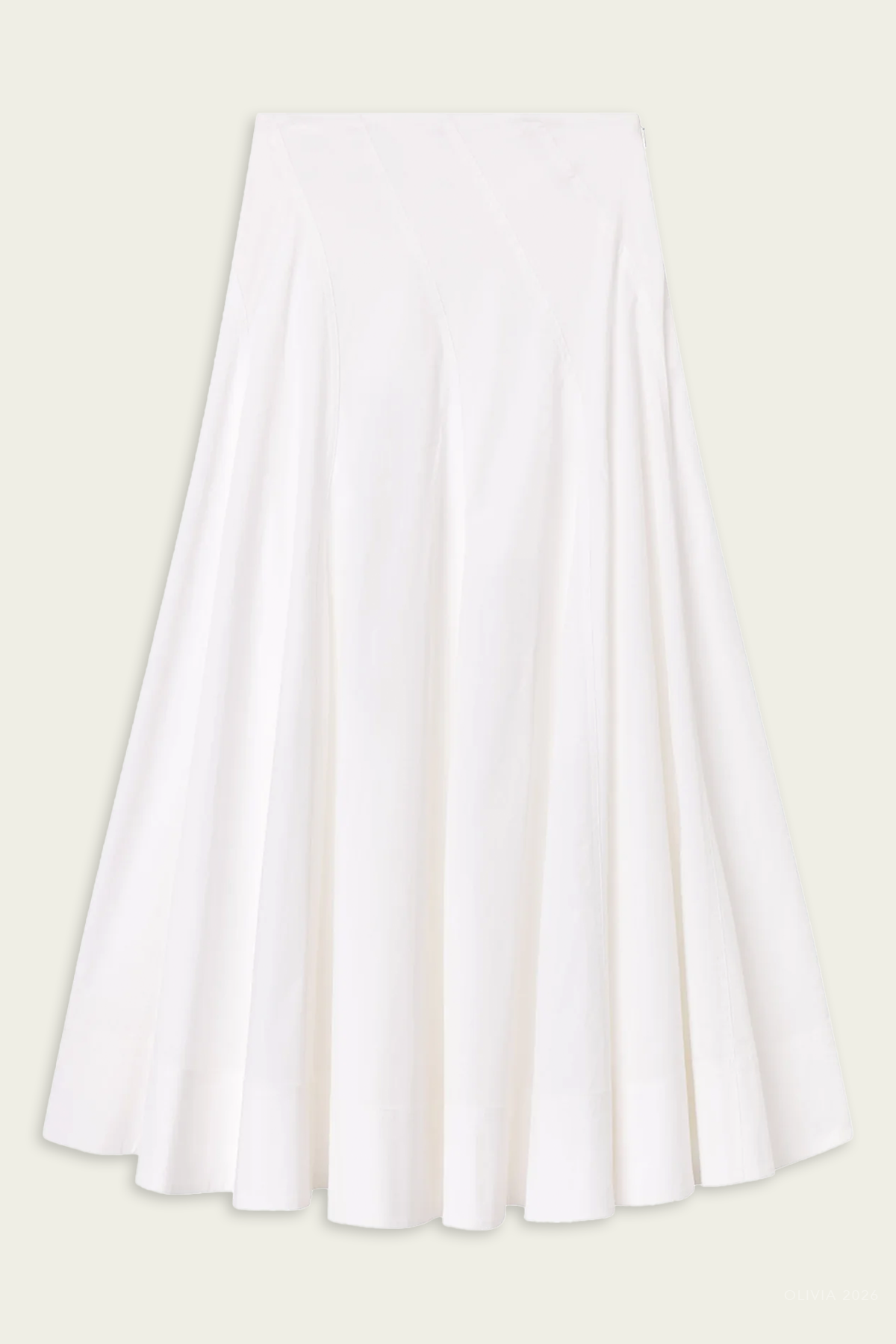 Gemma Stretch Cotton Midi Skirt in White