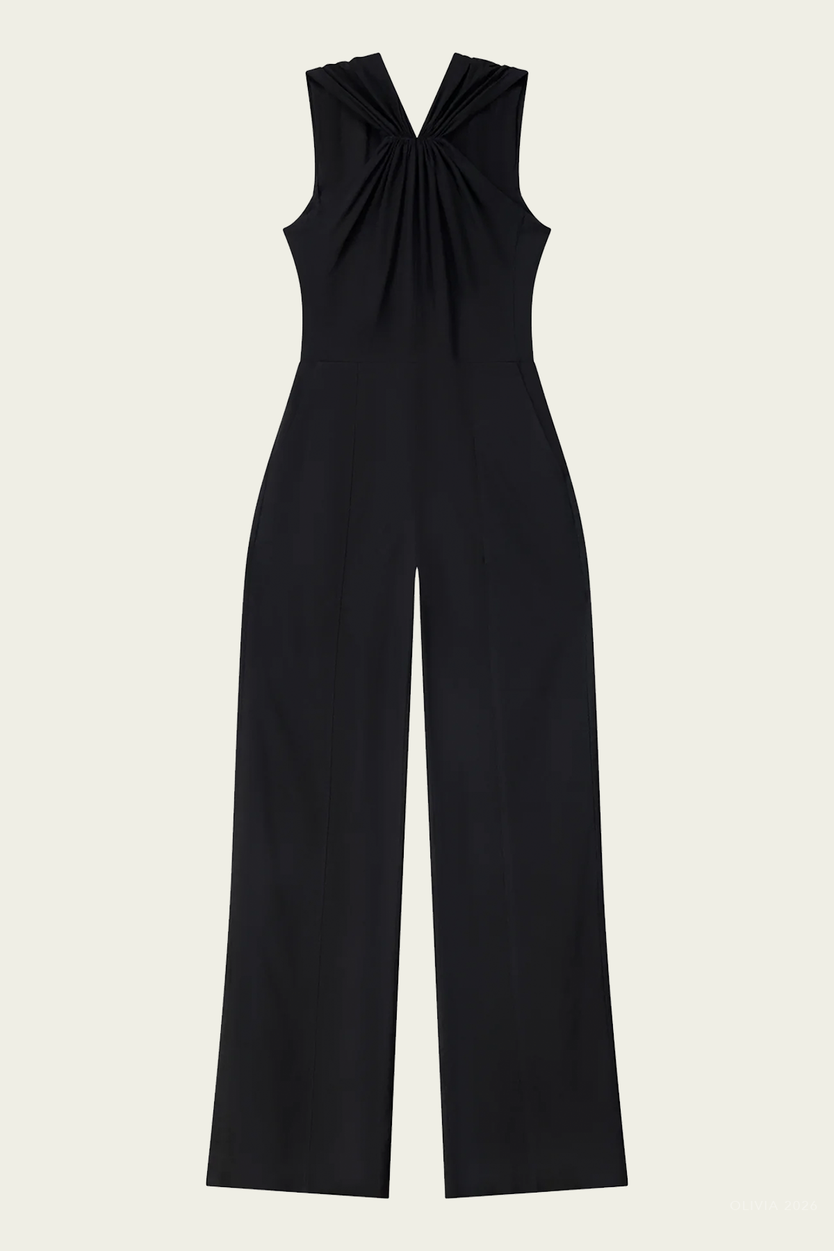 Elouise Stretch Linen Jumpsuit in Black