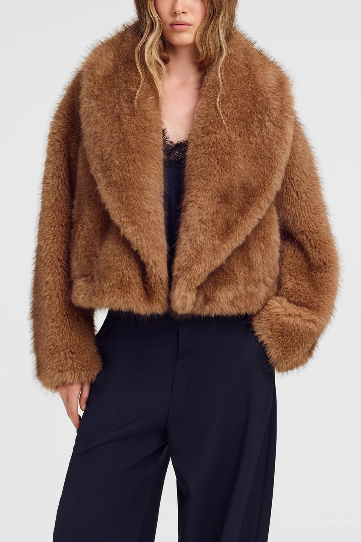 Solange Faux Fur Jacket in Tan Alpaca