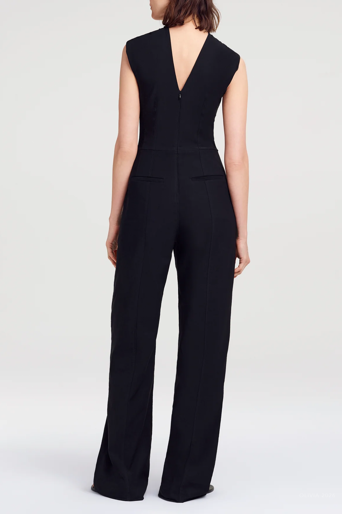 Elouise Stretch Linen Jumpsuit in Black