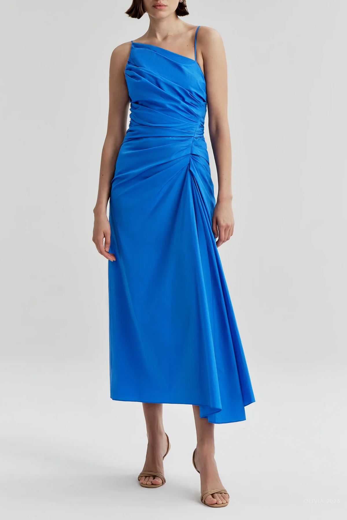 Juno Cotton Midi Dress in Cornflower