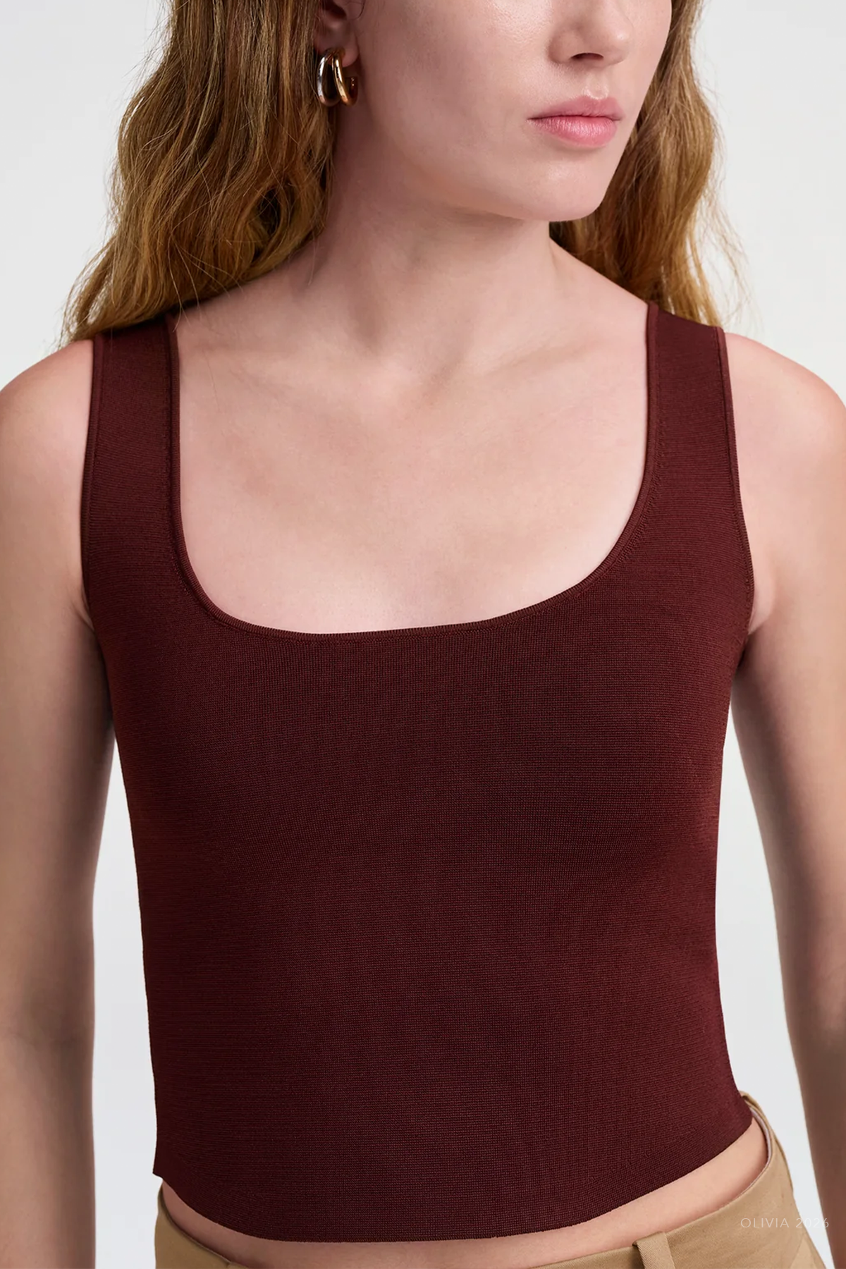 Farrah Compact Knit Tank in Marron
