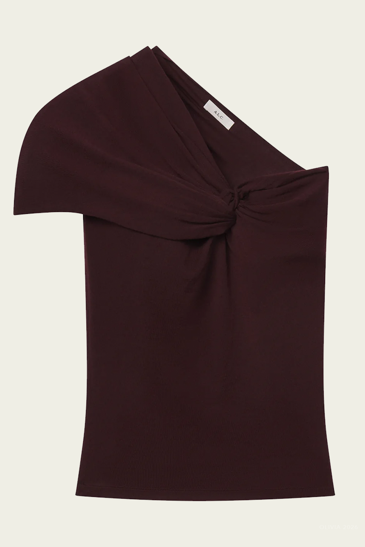 Kaylee Fine Merino One Shoulder Top in Ganache
