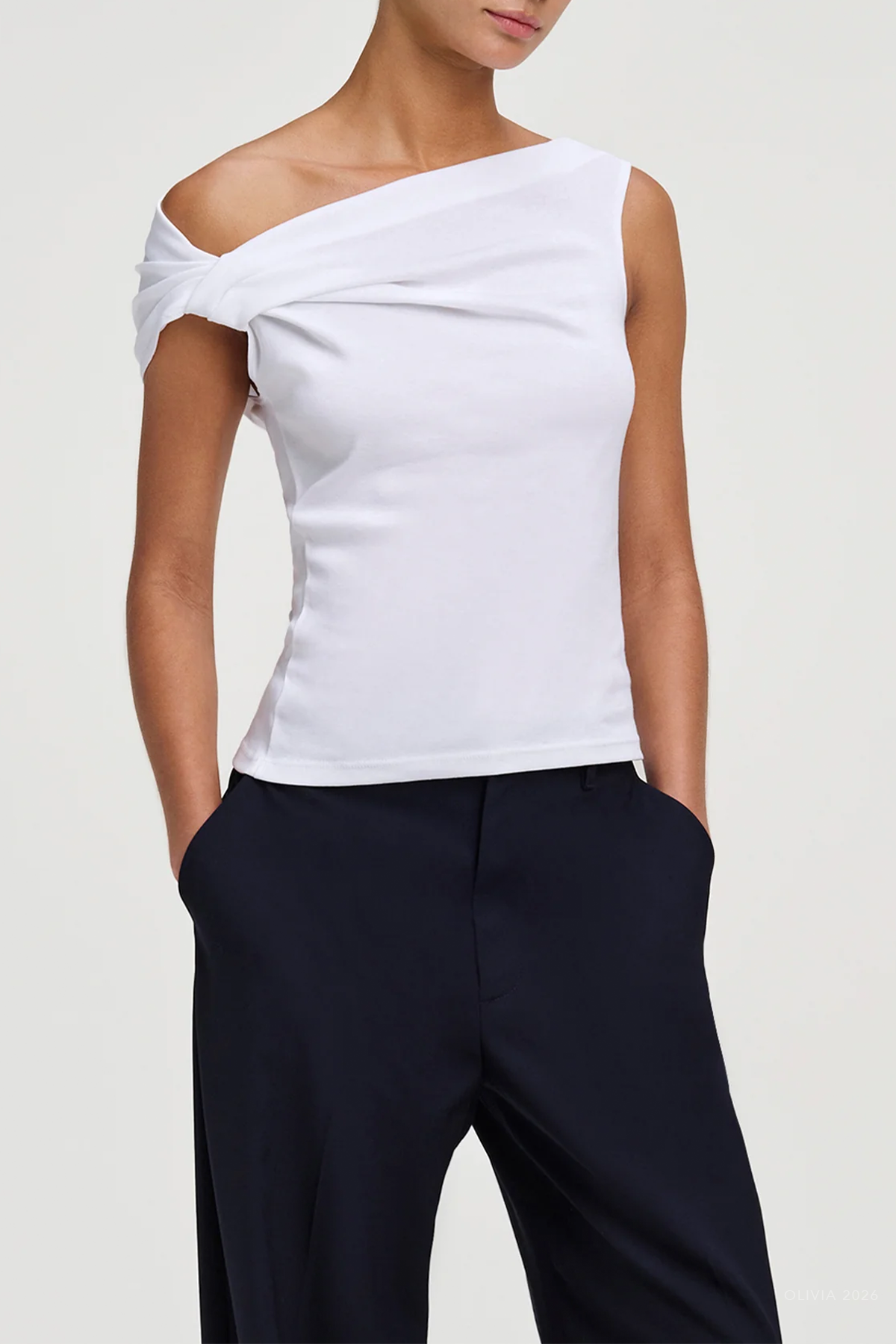 Cece Off-Shoulder Tee in White