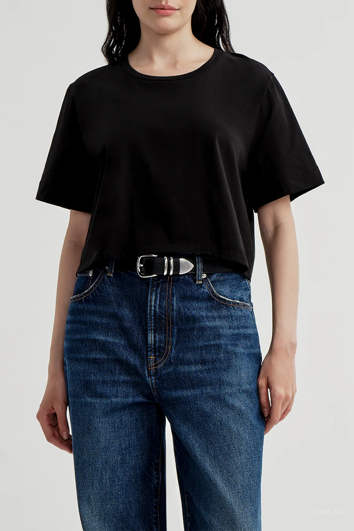 Kali Relaxed Crop Tee in Black