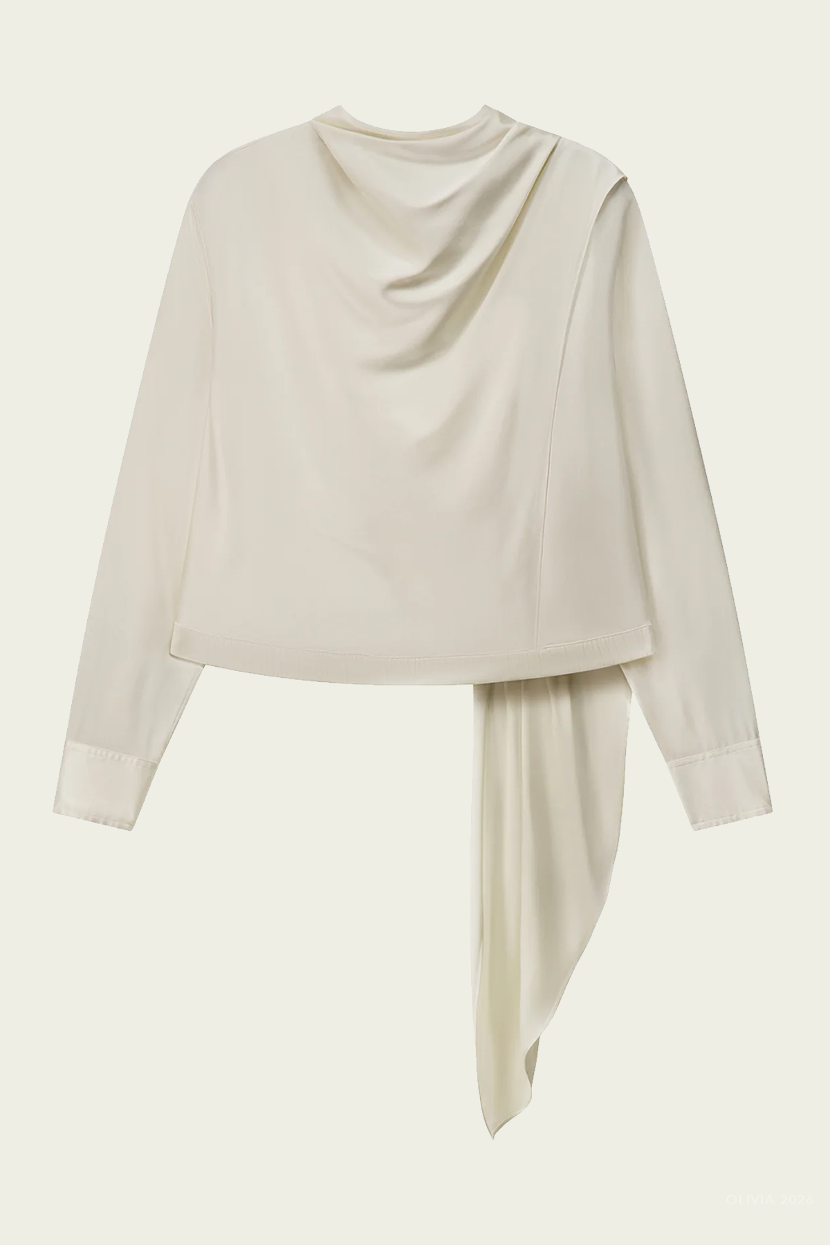 Nadine Silk Draped Top in Off-White