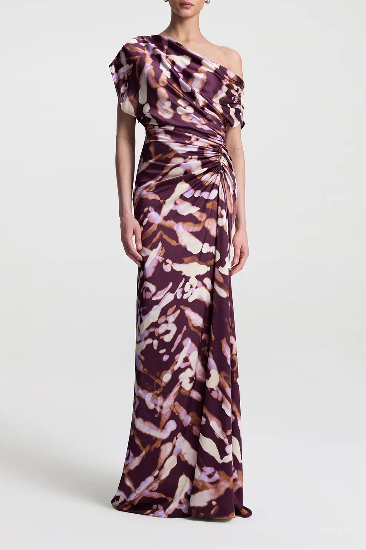 Poppy Satin Gown in Plum Violet