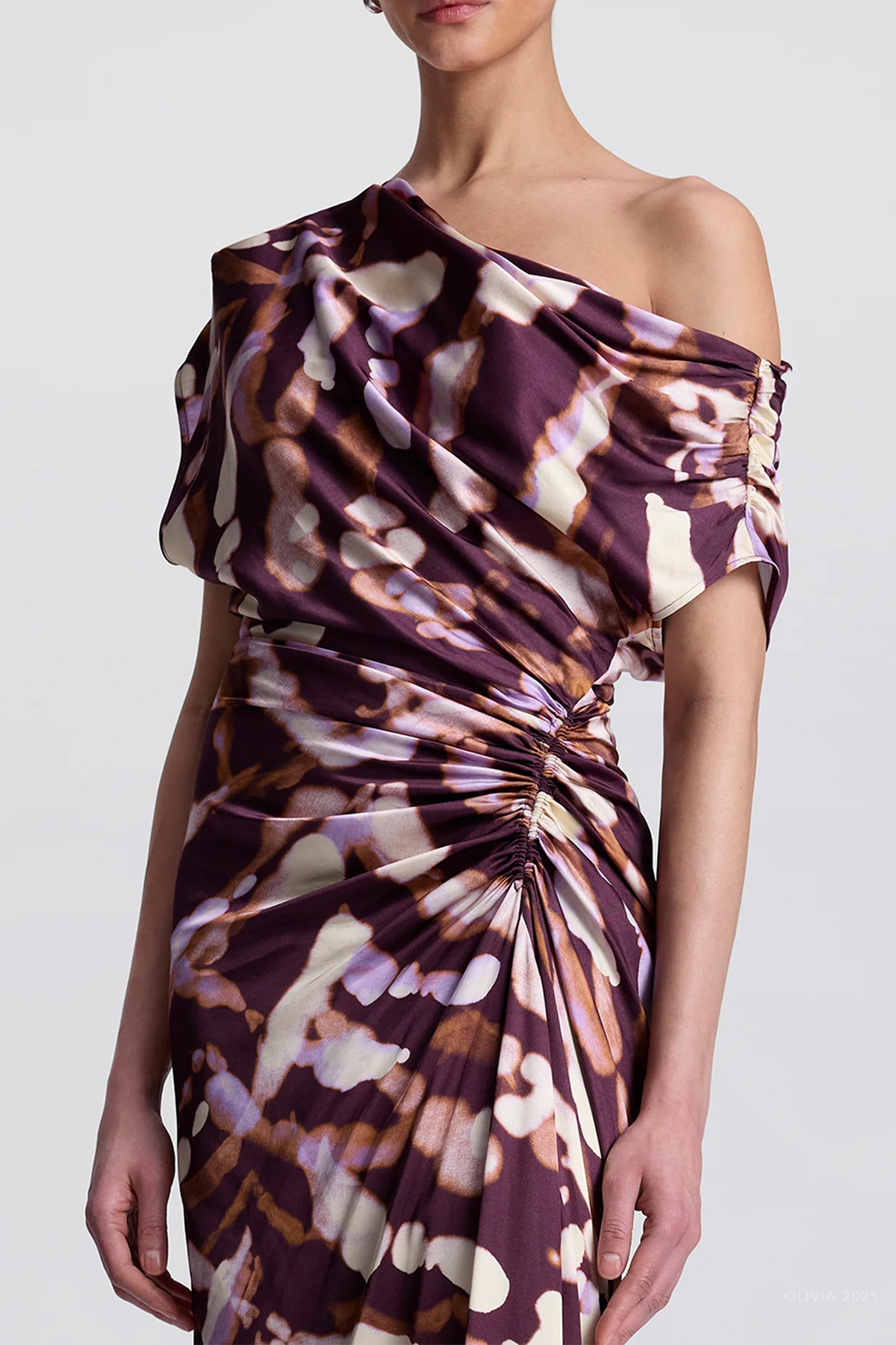 Poppy Satin Gown in Plum Violet