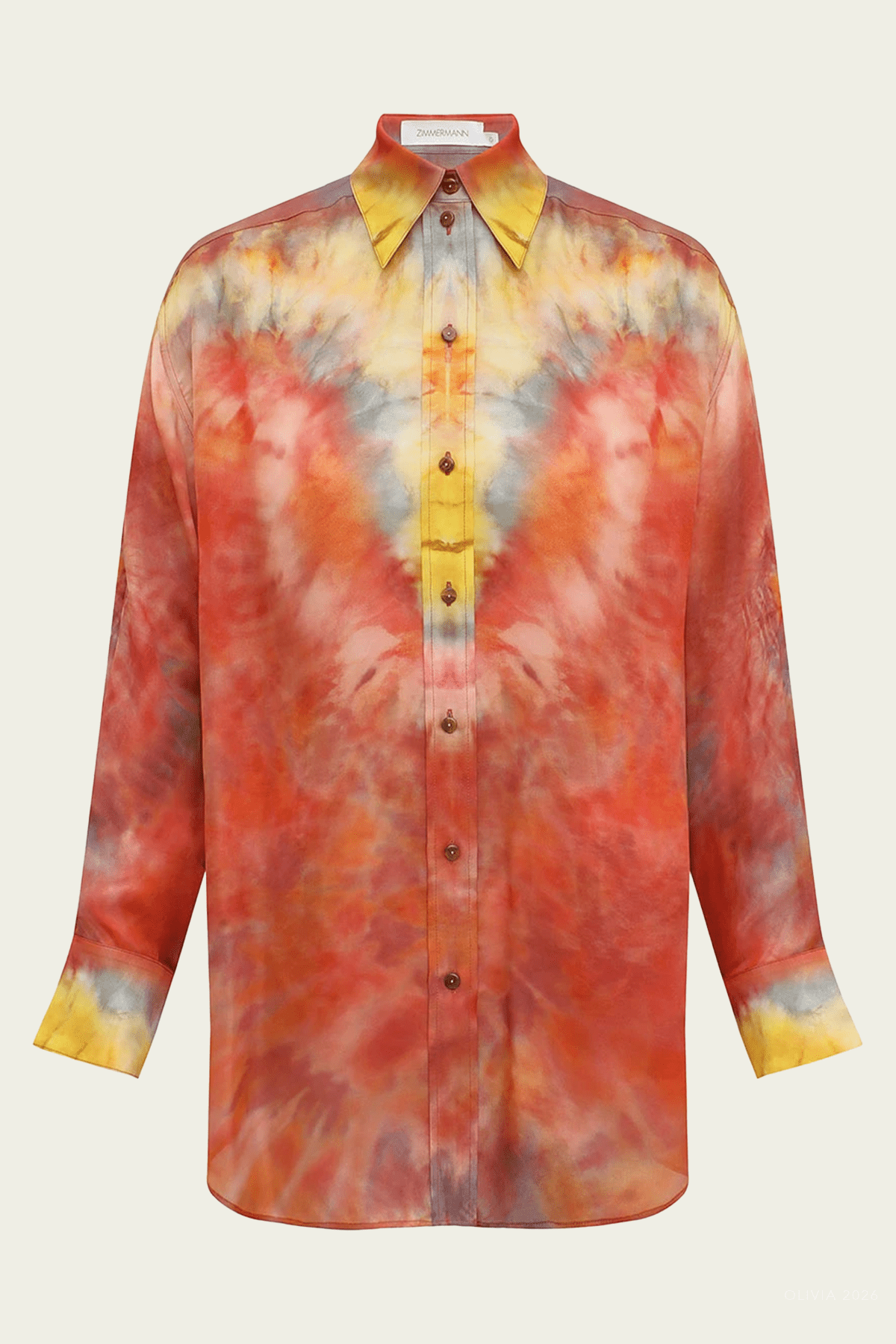 Alchemy Relaxed Satin Shirt in Ruby Tie Dye - shop - olivia.com