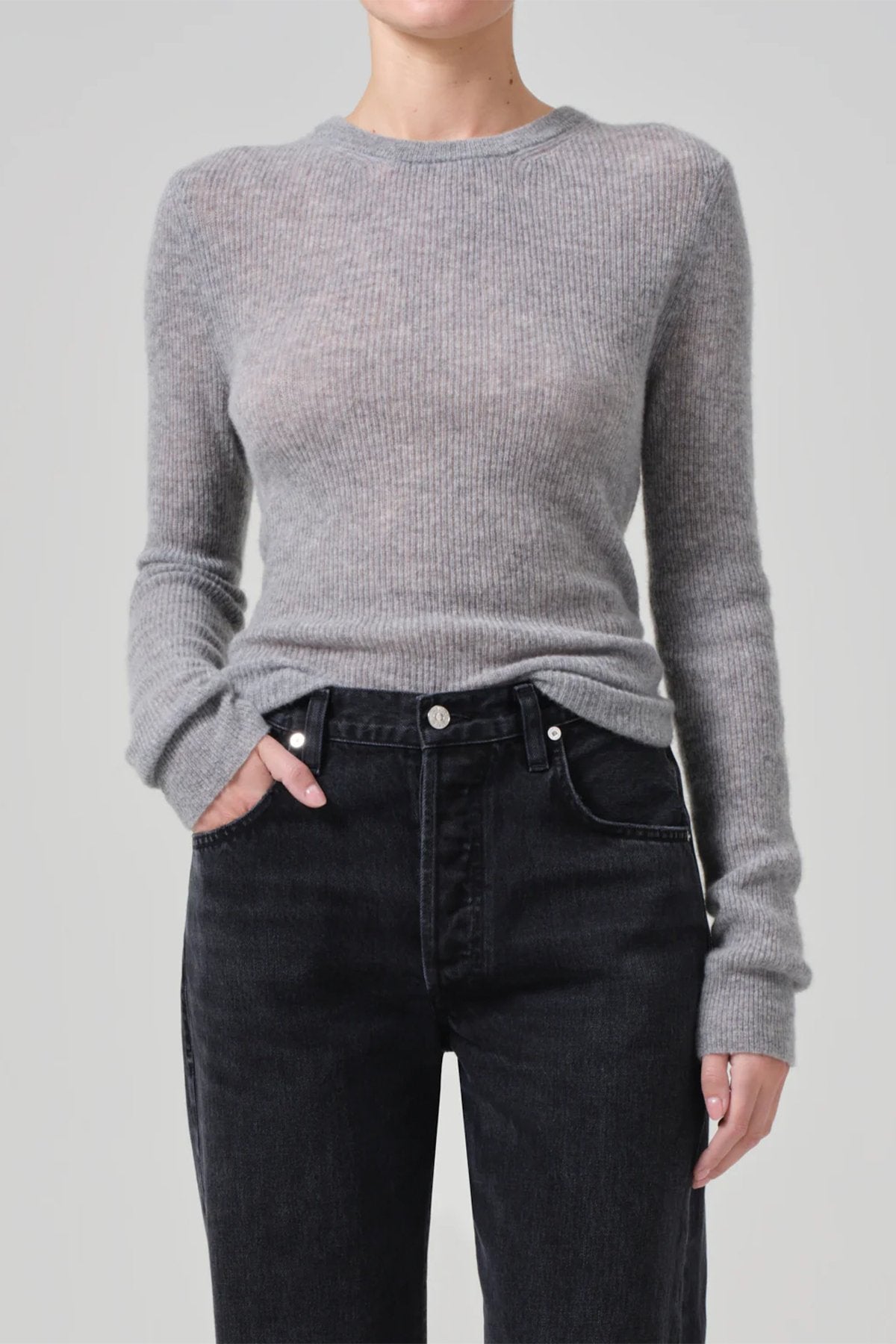 Alessia Crewneck Sweater in Dark Heather Grey - shop - olivia.com