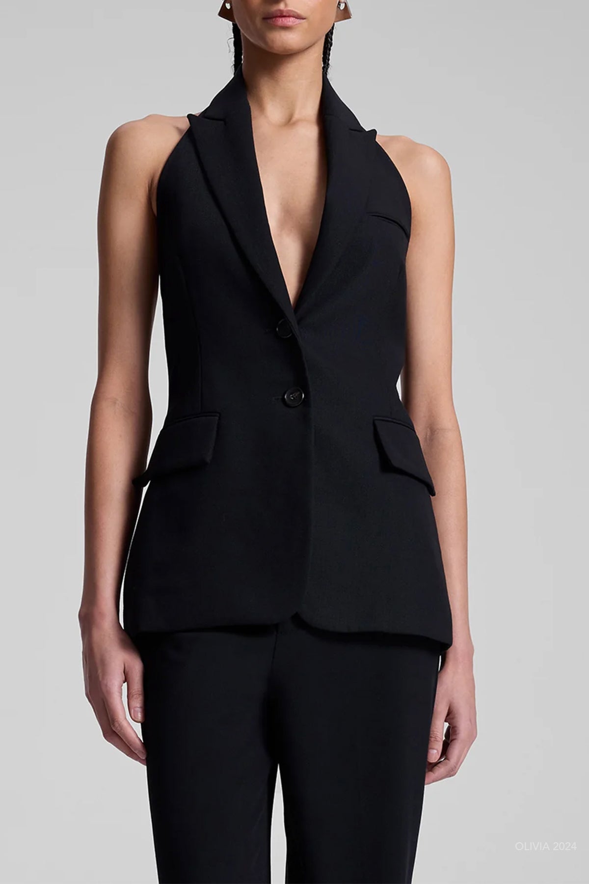 Alexa Tailored Vest in Black - shop - olivia.com