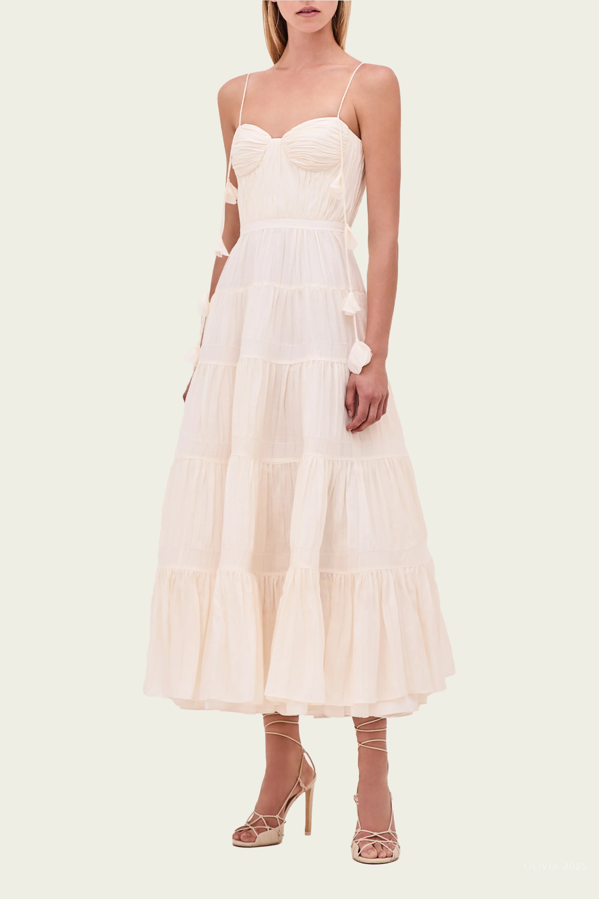 Gienna Midi Dress in Alabaster