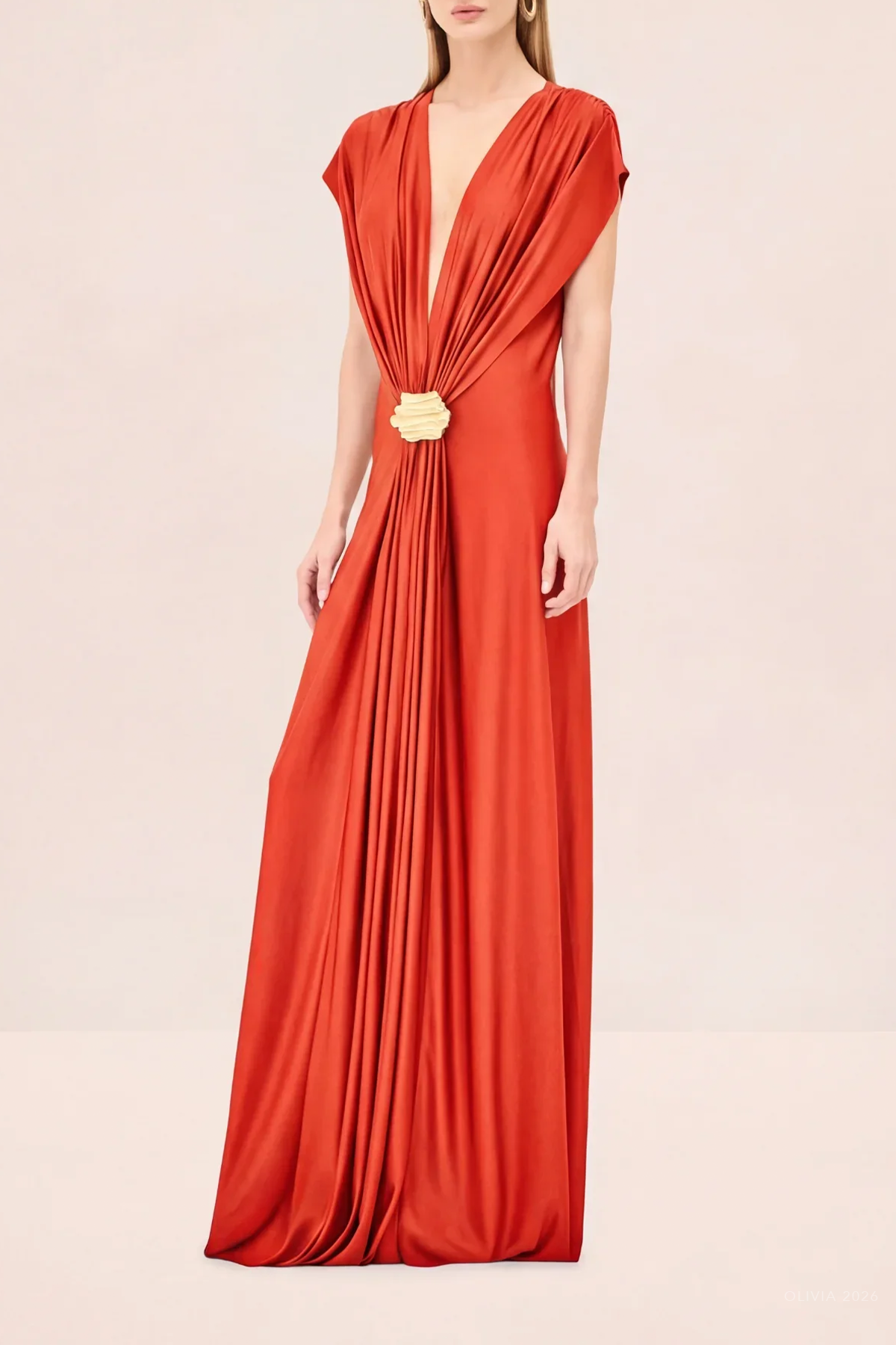 Lunaria Long Dress in Vermillion