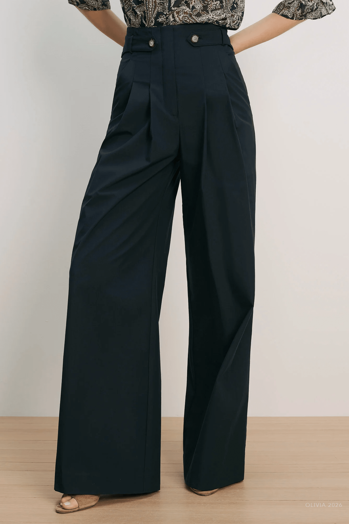 Allman Wide-Leg Pant in Navy - shop-olivia.com