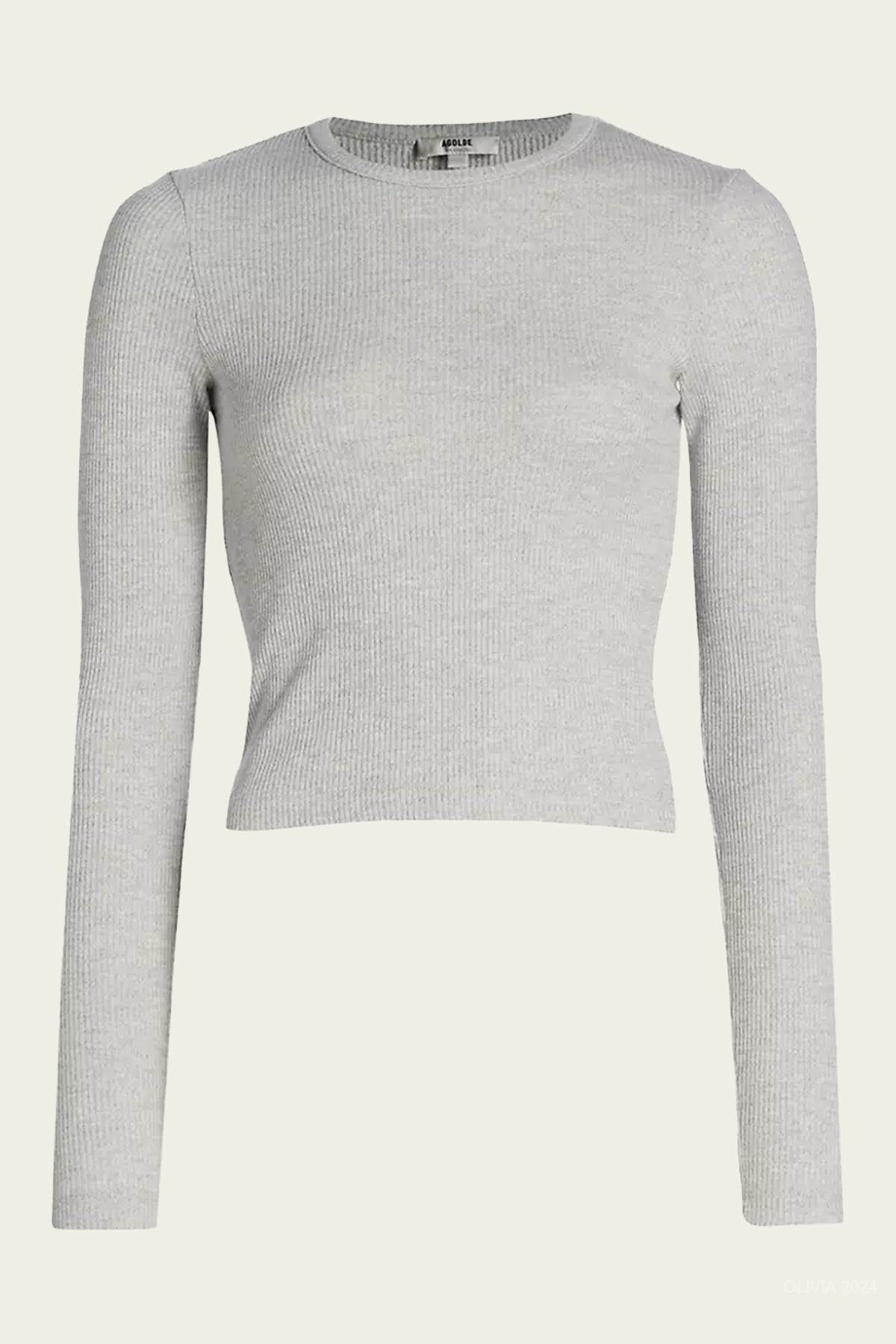 Alma Shrunken Crew Neck in Brushed Grey Heather - shop - olivia.com