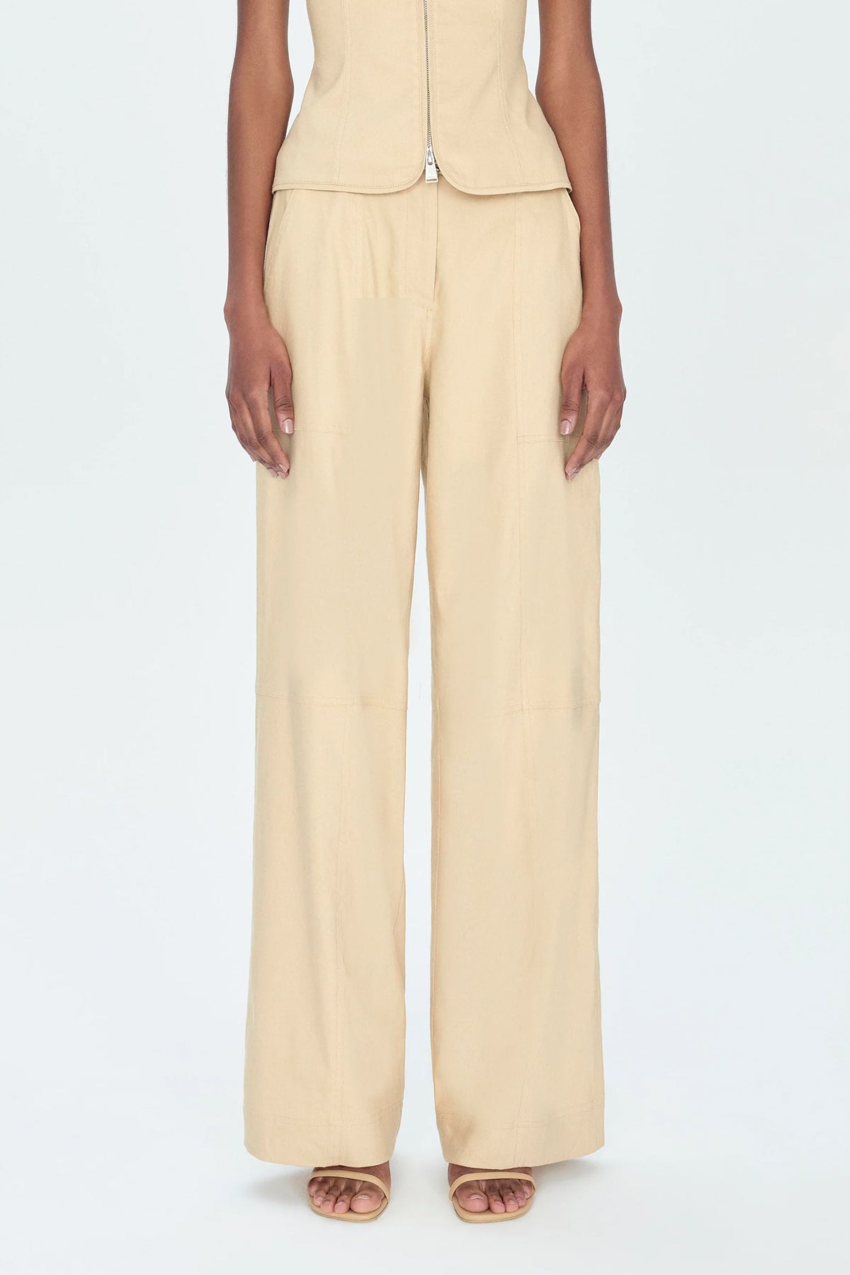 Amaya Belted Pants in Natural - shop-olivia.com