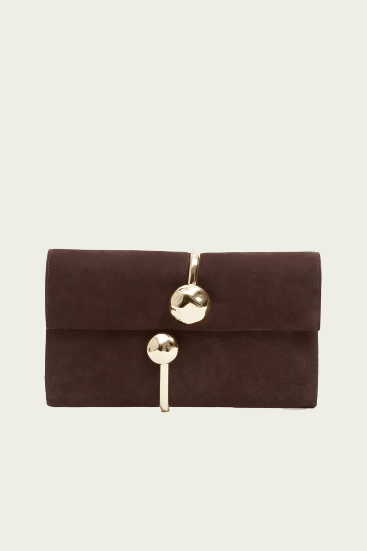 Amaya Nubuck Leather Clutch in Marrone - shop-olivia.com