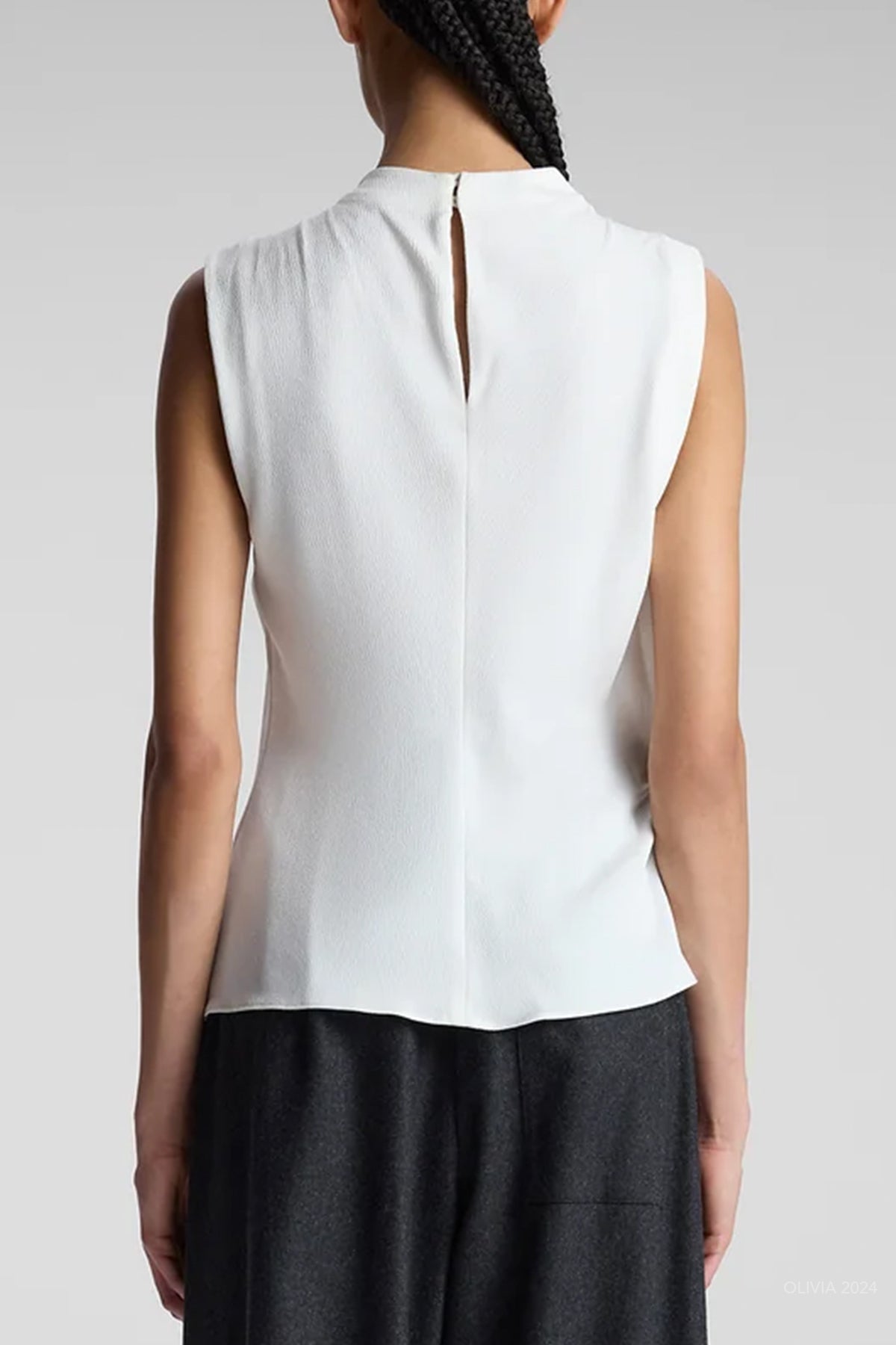 Amira Ruched Sleeveless Top in Off - White - shop - olivia.com