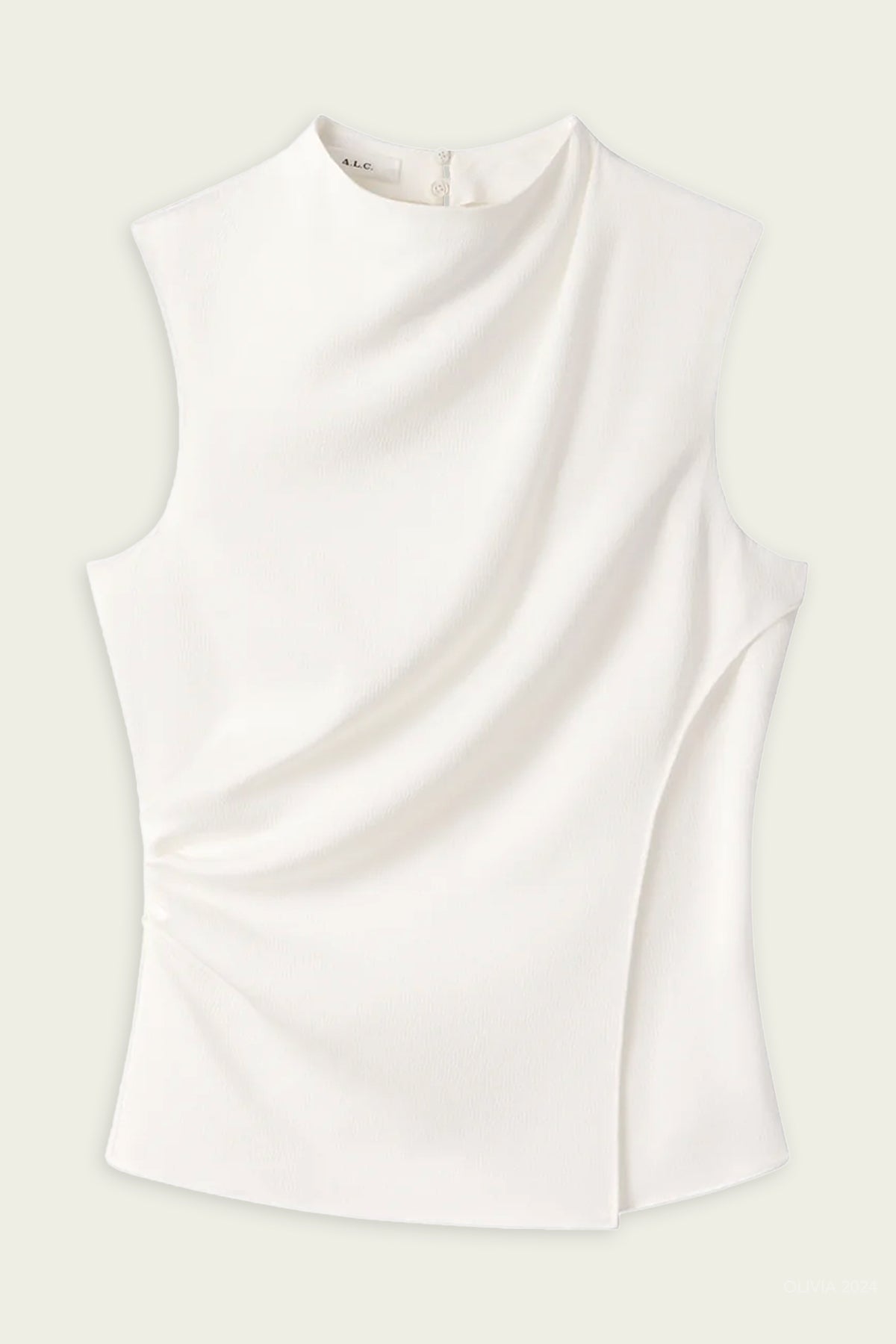 Amira Ruched Sleeveless Top in Off - White - shop - olivia.com