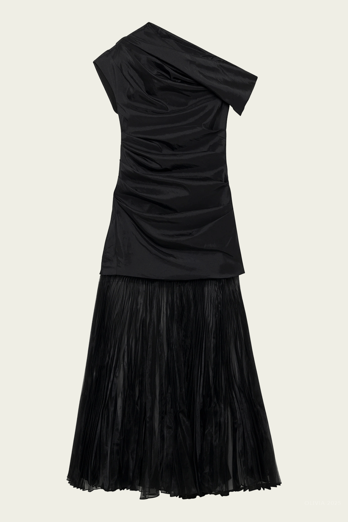 Ammalie Taffeta Midi Dress in Black - shop - olivia.com