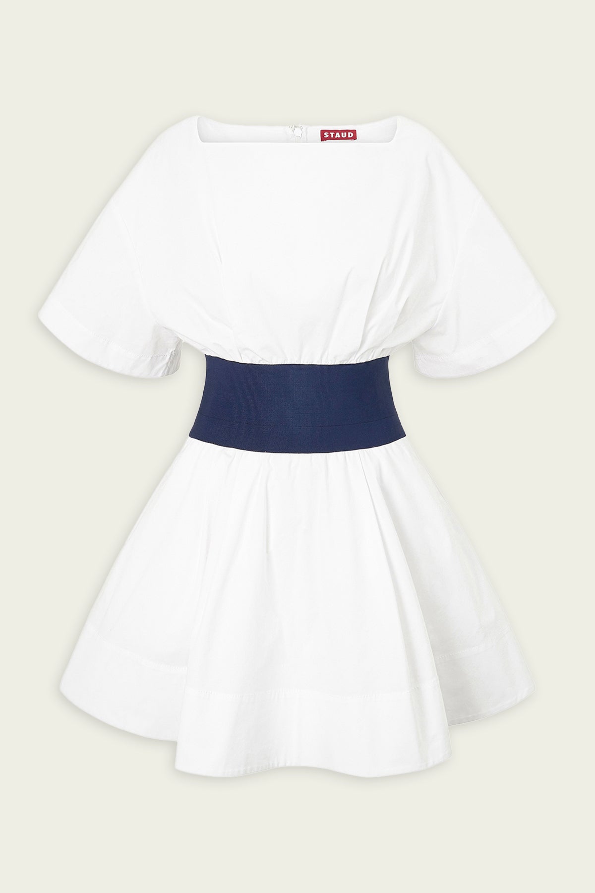 Amy Mini Dress in White Navy - shop-olivia.com