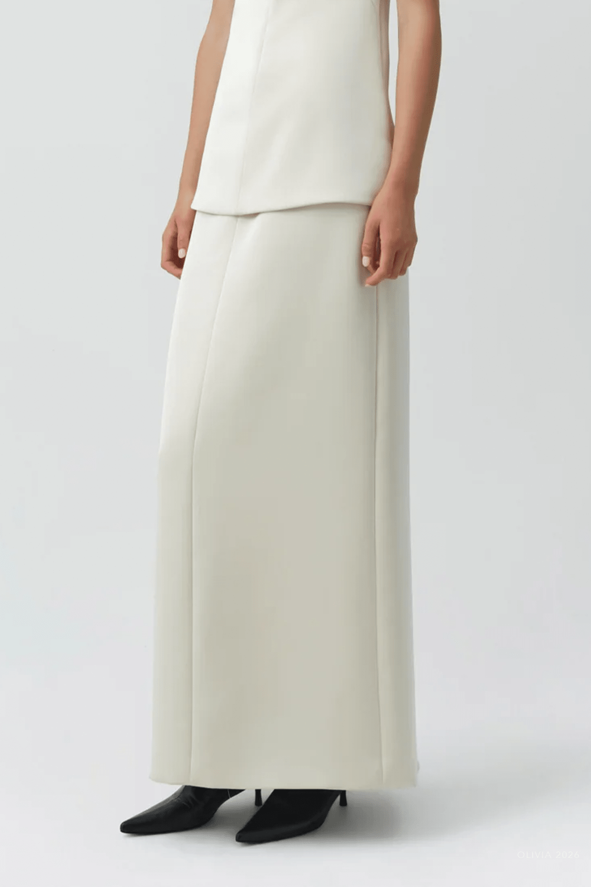 Anais Midi Skirt in Sand Dollar - shop-olivia.com