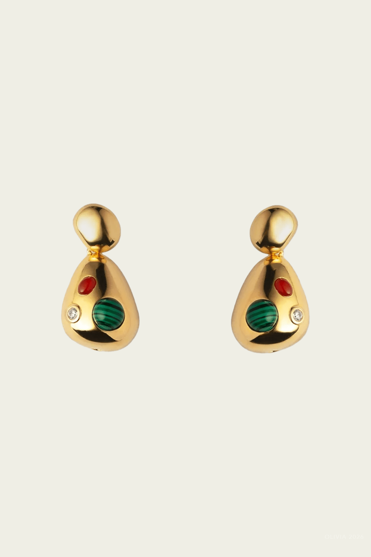Analu Earrings in Malachite - shop-olivia.com