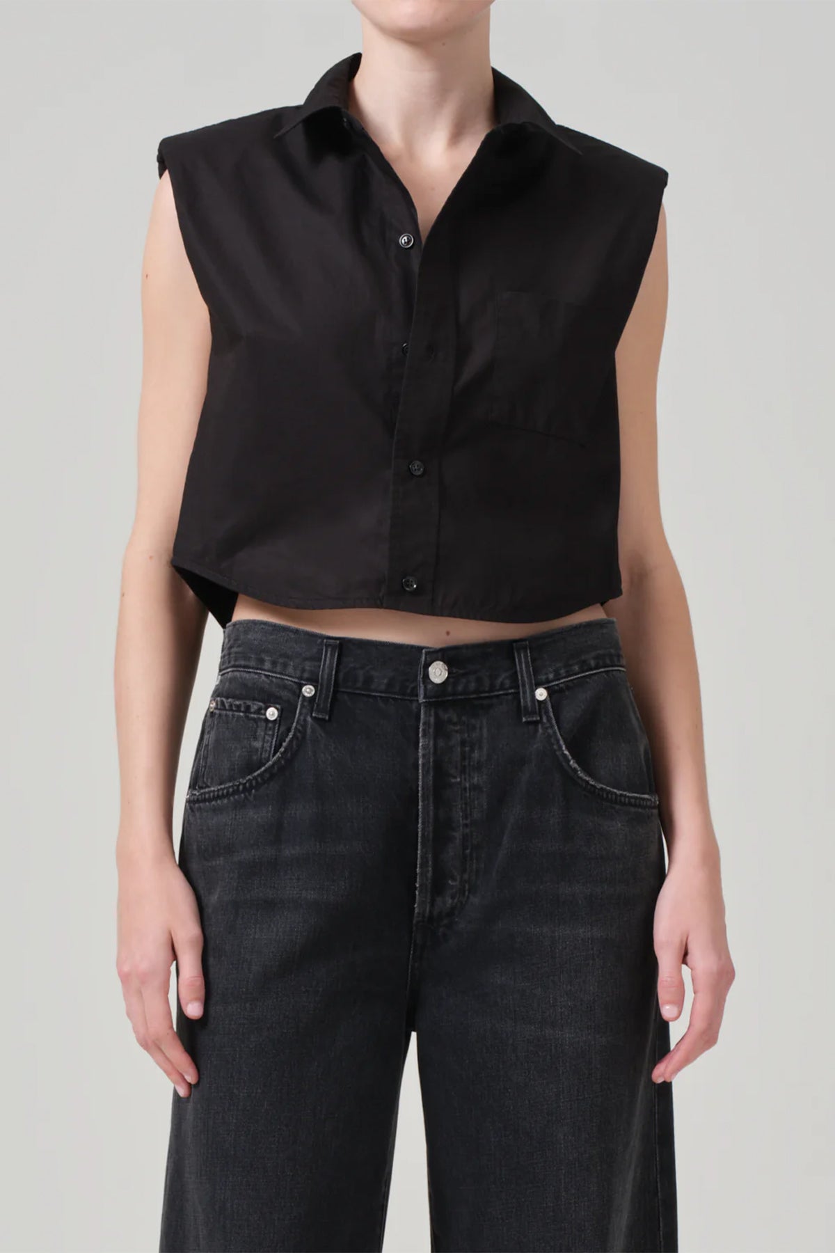 Anders Sleeveless With Shoulder Pads in Black - shop - olivia.com