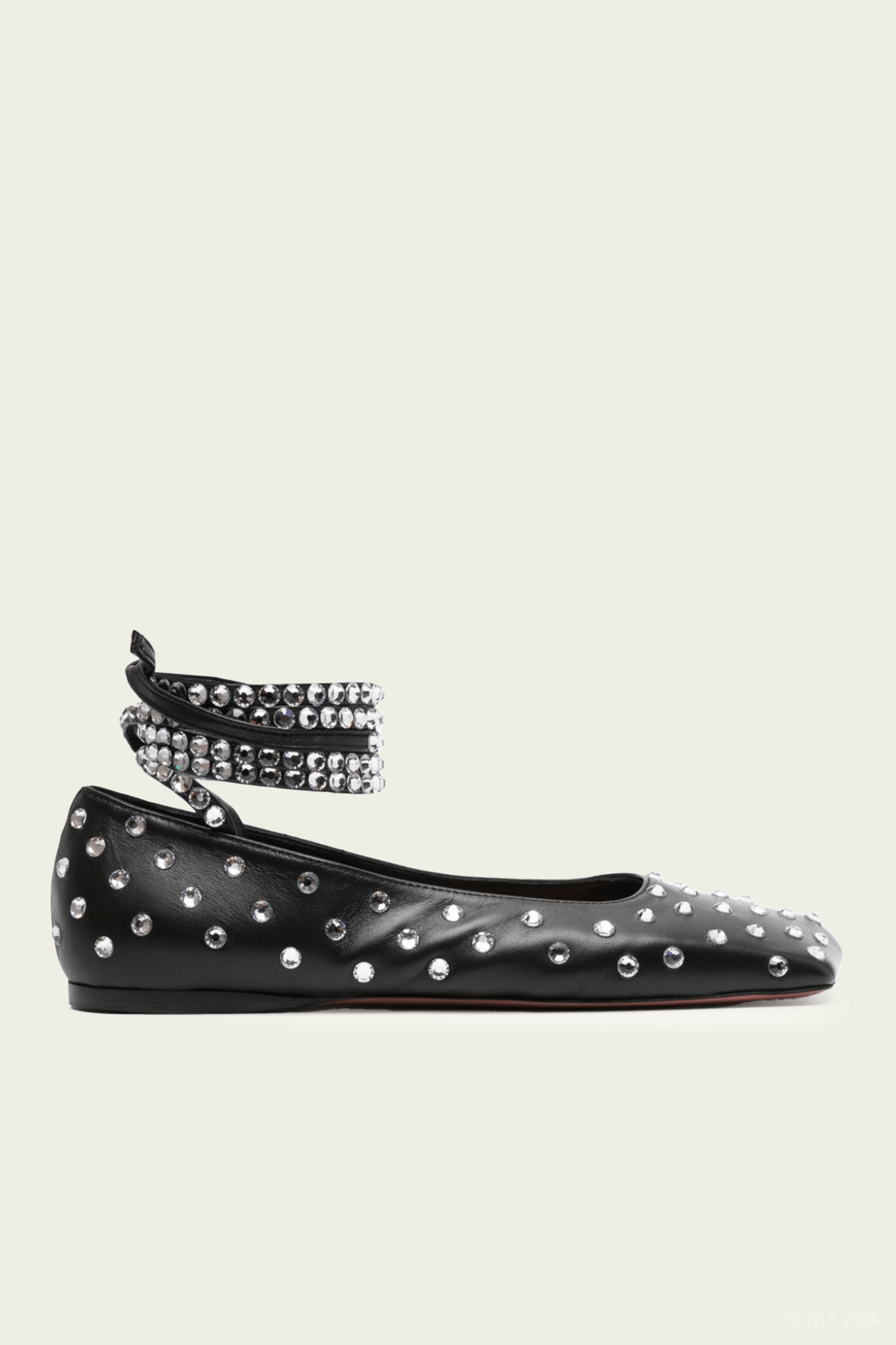 Ane Crystal Lace Up Flat in Black - shop - olivia.com