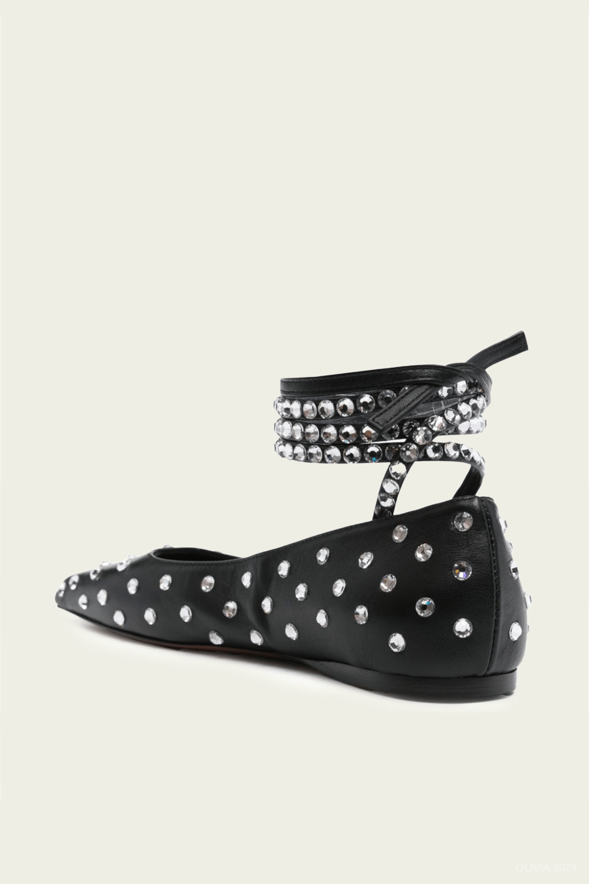 Ane Crystal Lace Up Flat in Black - shop - olivia.com