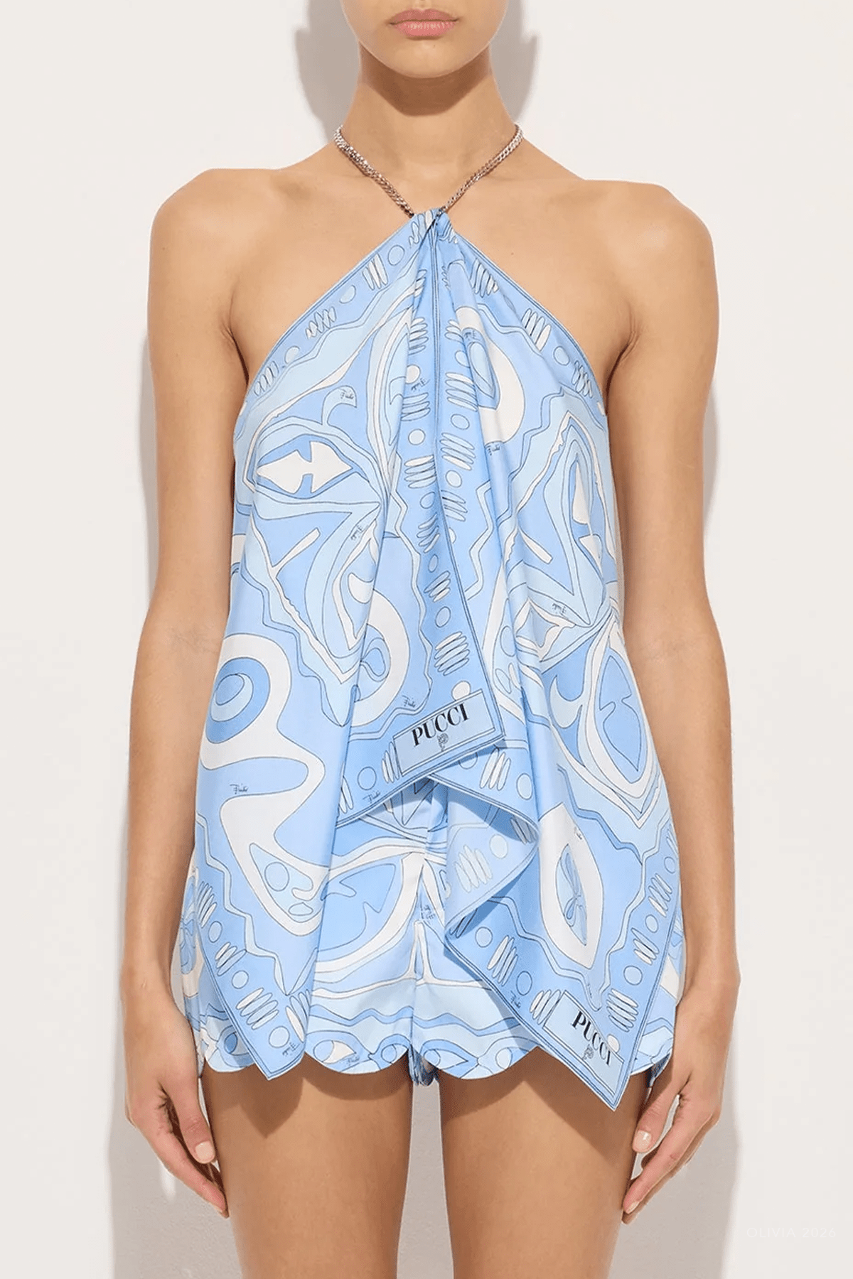 Angoli - Print Chain Top in Pale Blue - shop - olivia.com