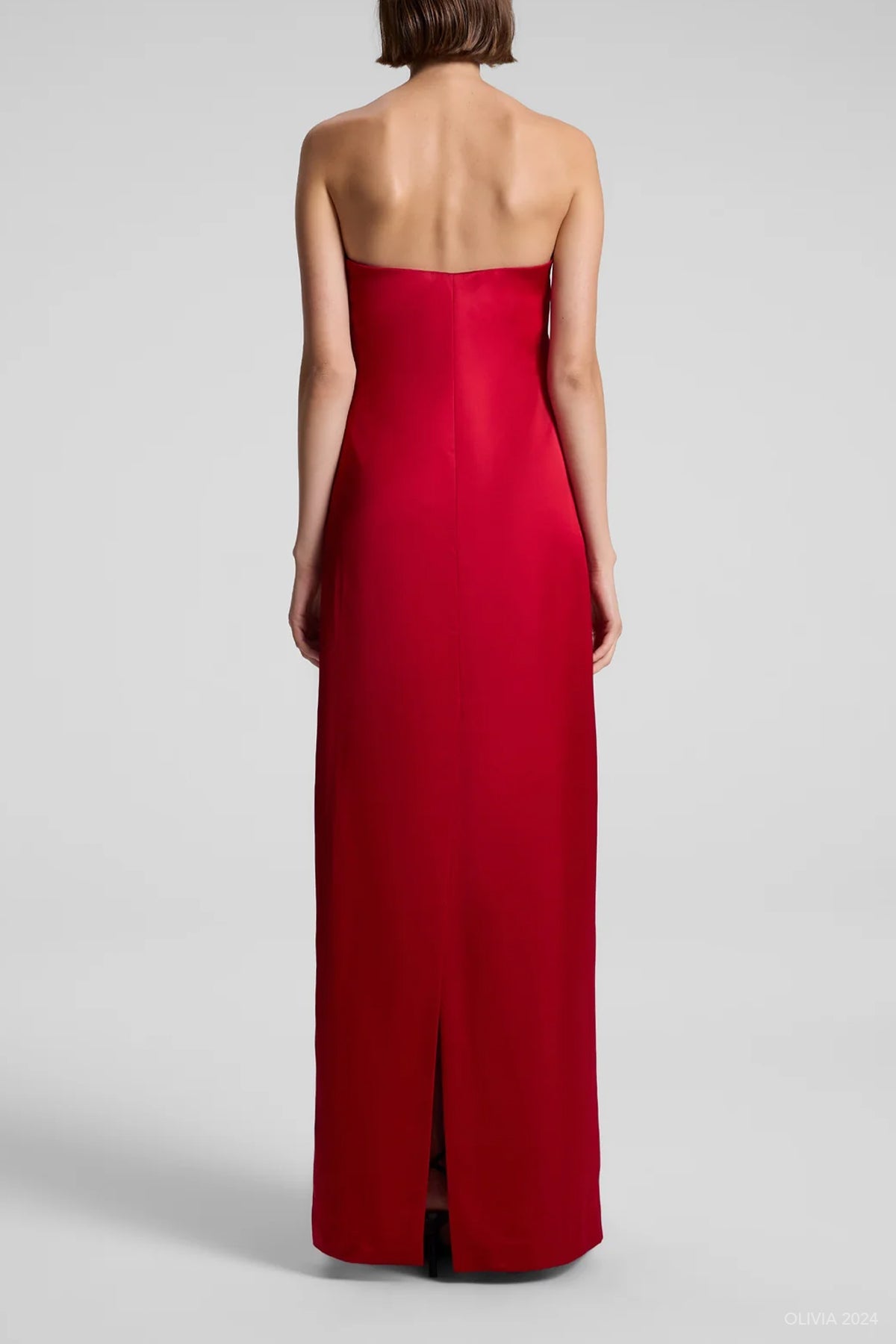 Ani Strapless Satin Gown in Really Red - shop - olivia.com