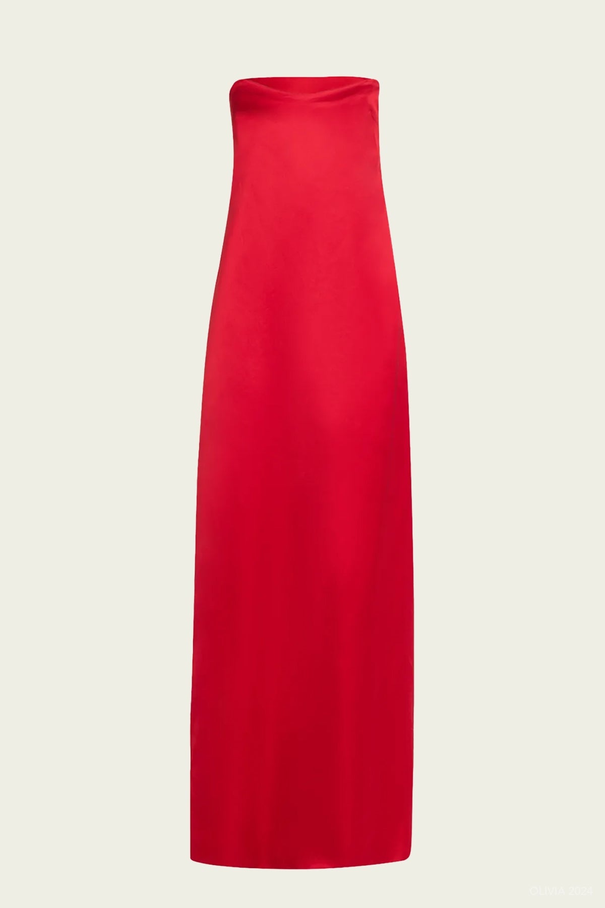 Ani Strapless Satin Gown in Really Red - shop - olivia.com