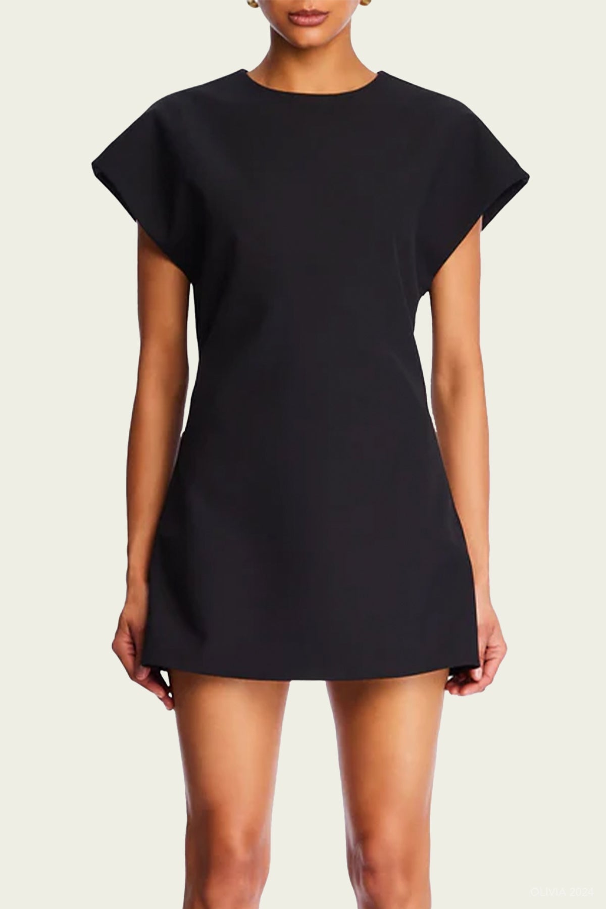 Anna Crepe Mini Dress in Black - shop - olivia.com