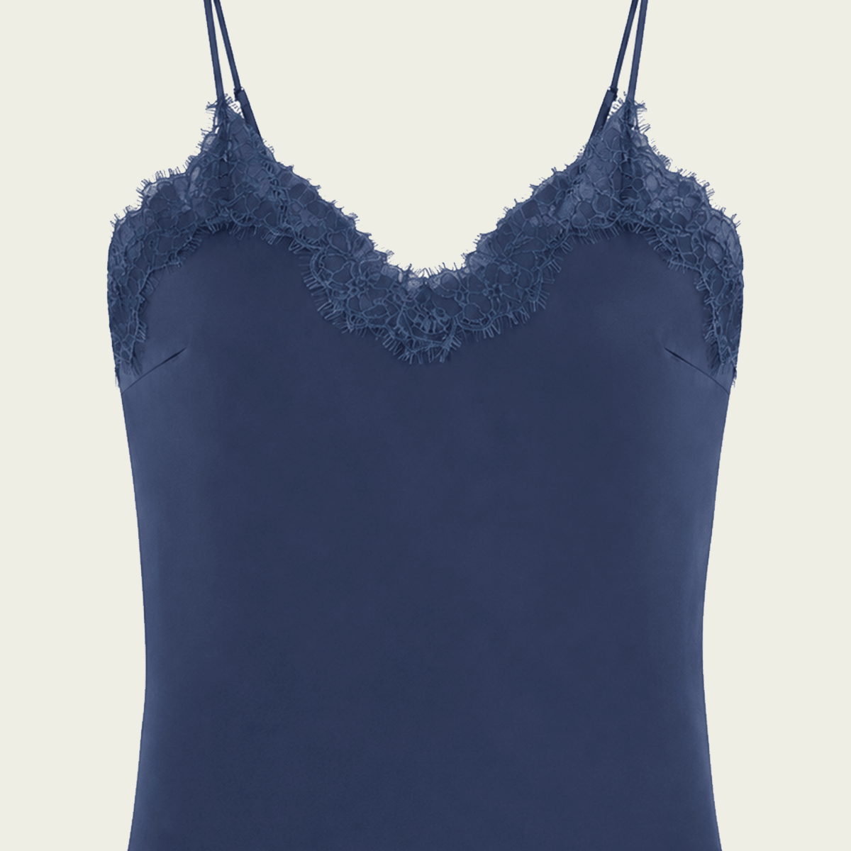 Annabelle Satin And Lace Camisole Top in Ash Blue