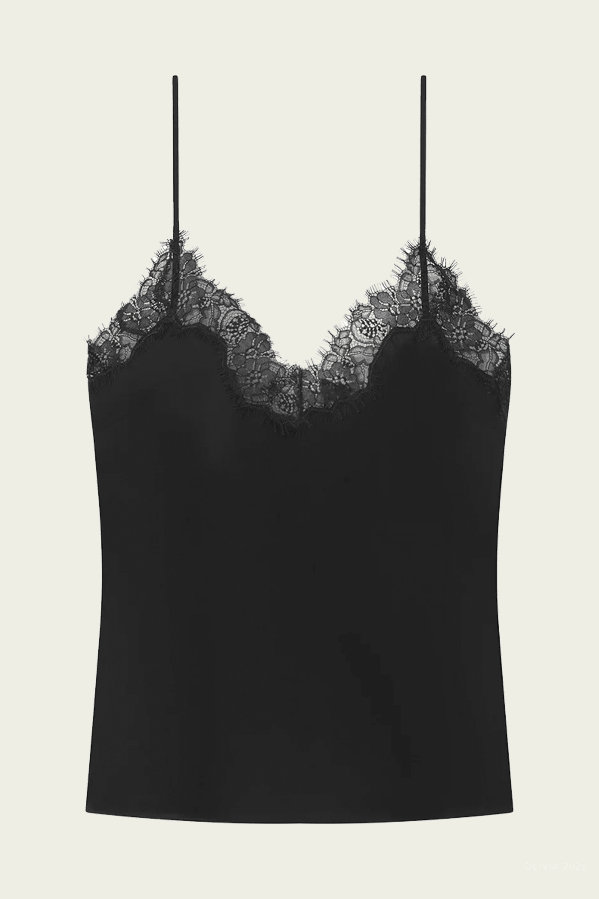 Annabelle Silk and Lace Camisole Top in Black Black - shop-olivia.com