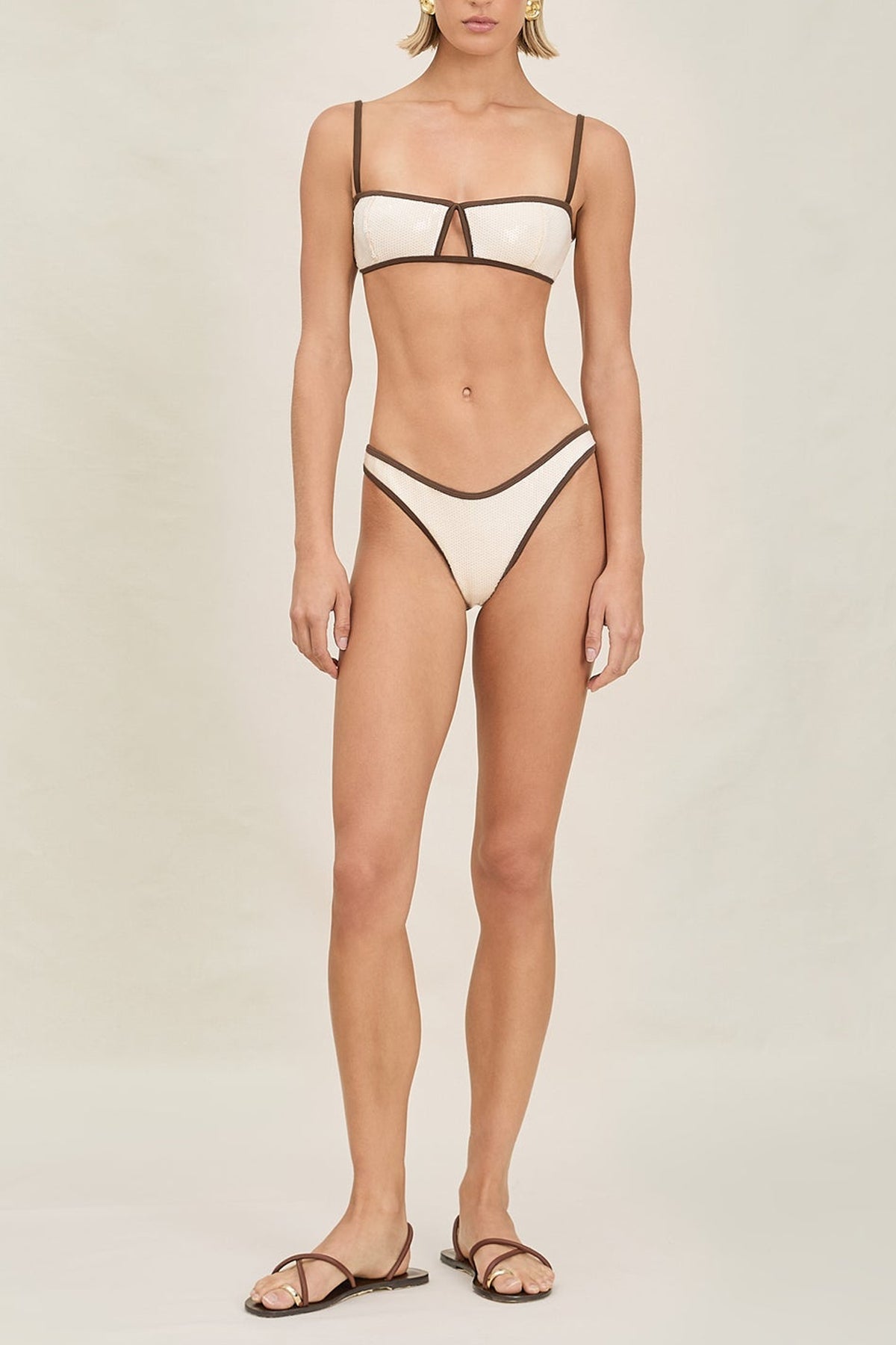 Anya Bikini Top in Cream Sequin - shop - olivia.com